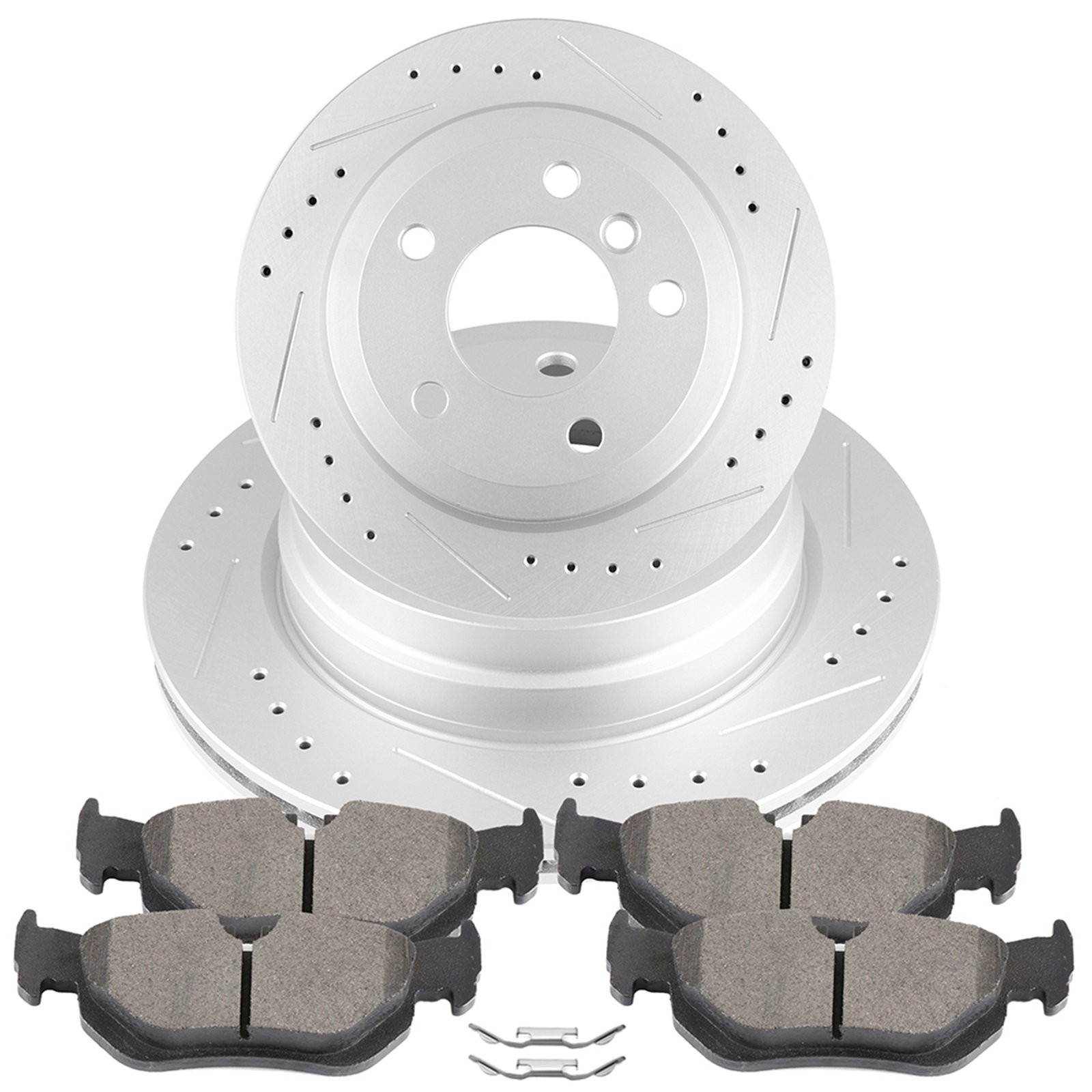 For 2007-2013 BMW 328i Drilled Slotted Rear Discs Brake Rotors and Ceramic Pads