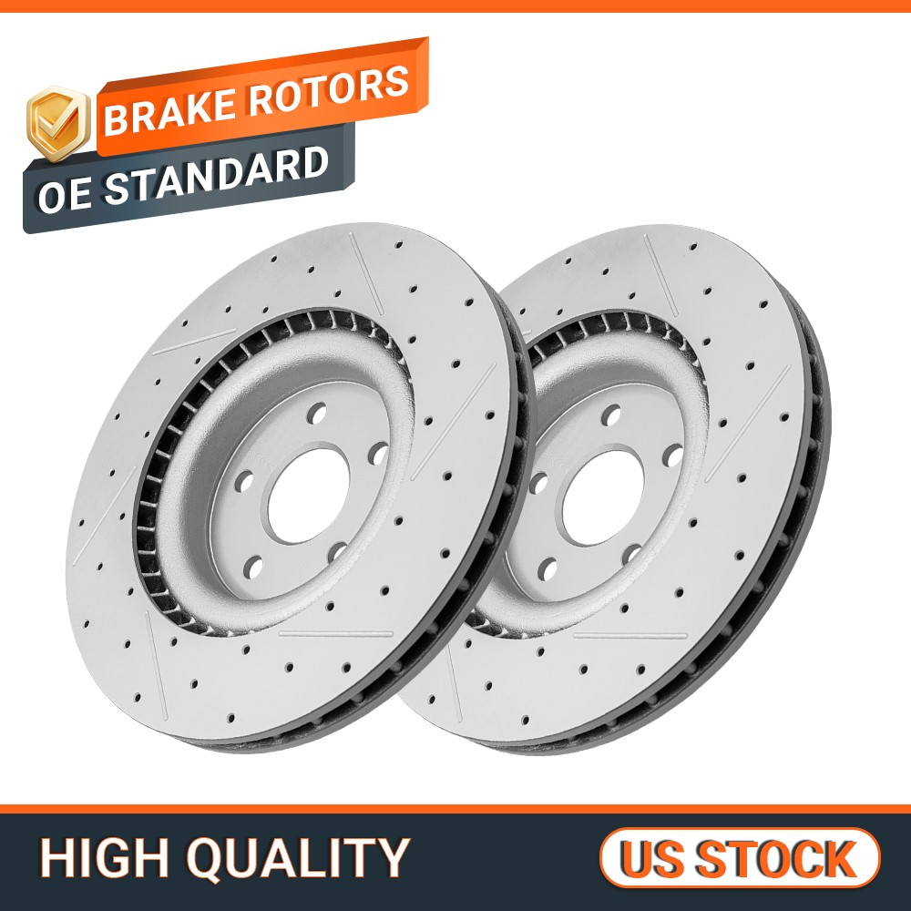 1 Pair Front Drilled Slotted Disc Brake Rotors for Dodge Durango Grand Cherokee