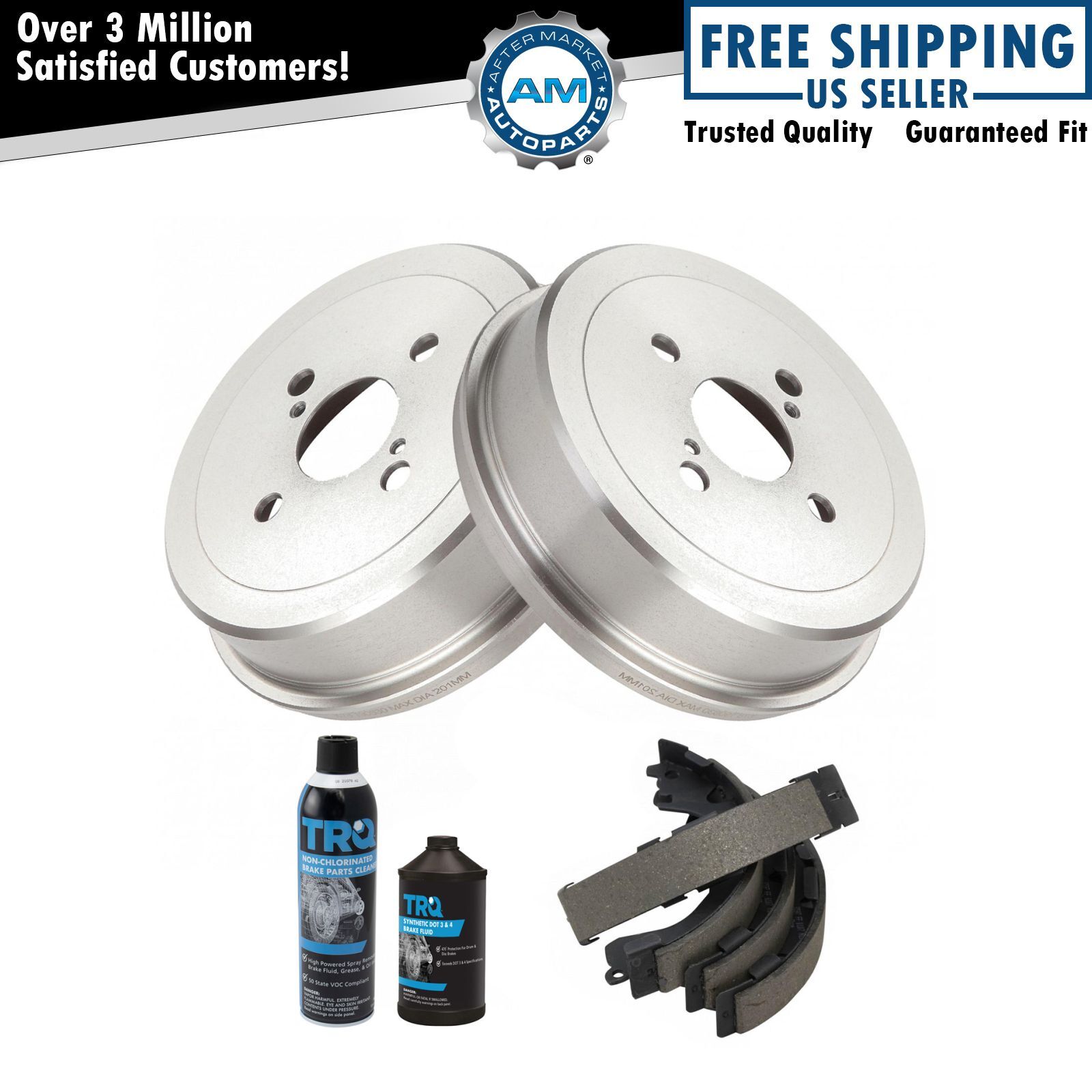 Rear Brake Drum & Shoe Pair Kit w/Chemicals for Toyota Corolla Chevy Prizm