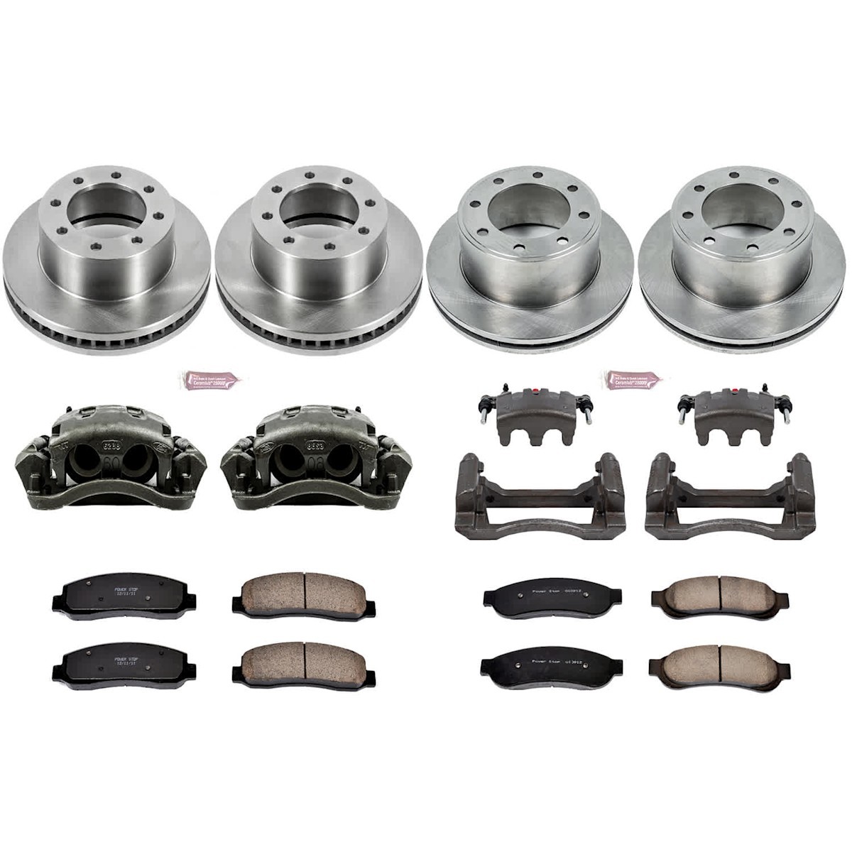 Powerstop 347mm Front 340mm Rear Discs Calipers Pad Kit for F-250 Super Duty 4WD