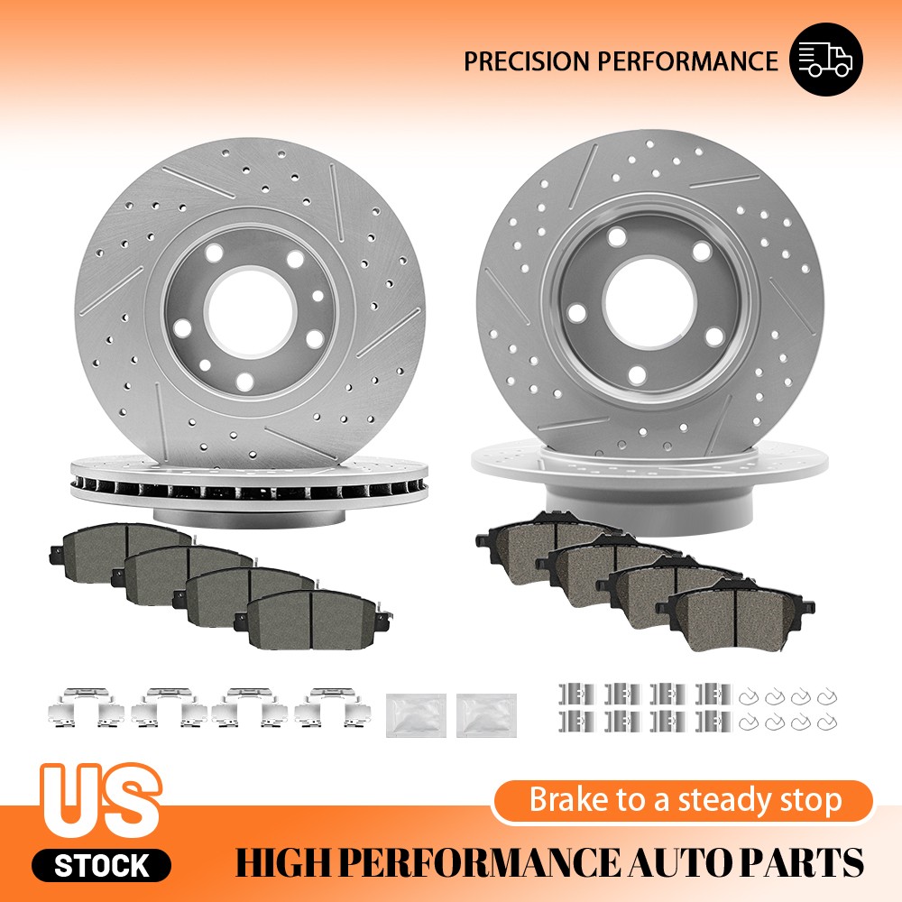 280mm Front 260mm Rear Drilled Disc Rotor Brake Pads for 2020-2024 Nissan Sentra