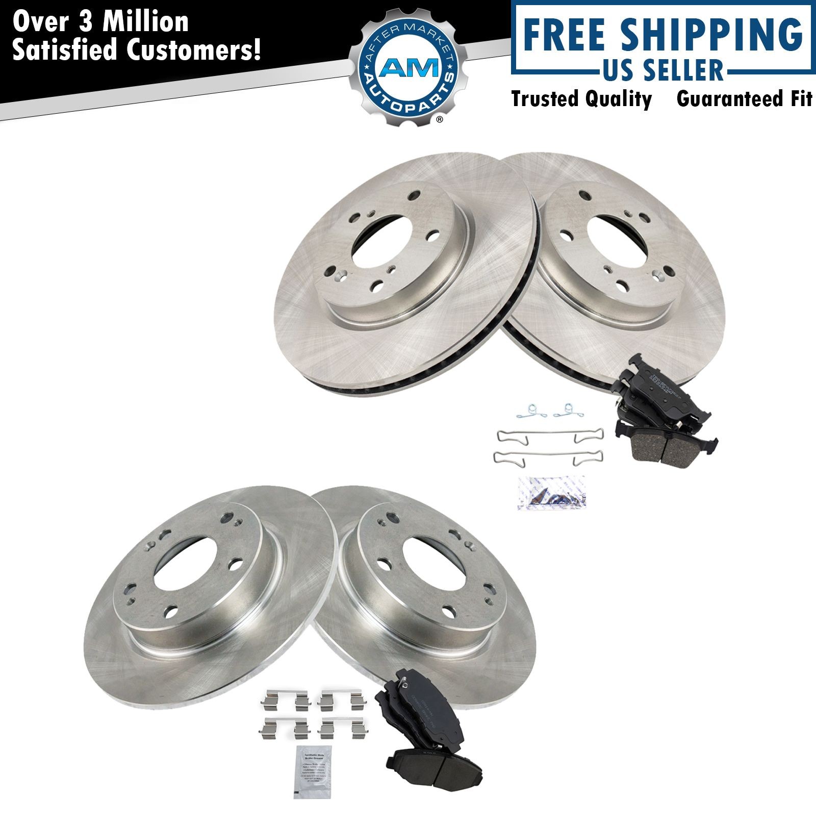 Front & Rear Posi Ceramic Disc Brake Pads & Rotors Kit for Honda Civic