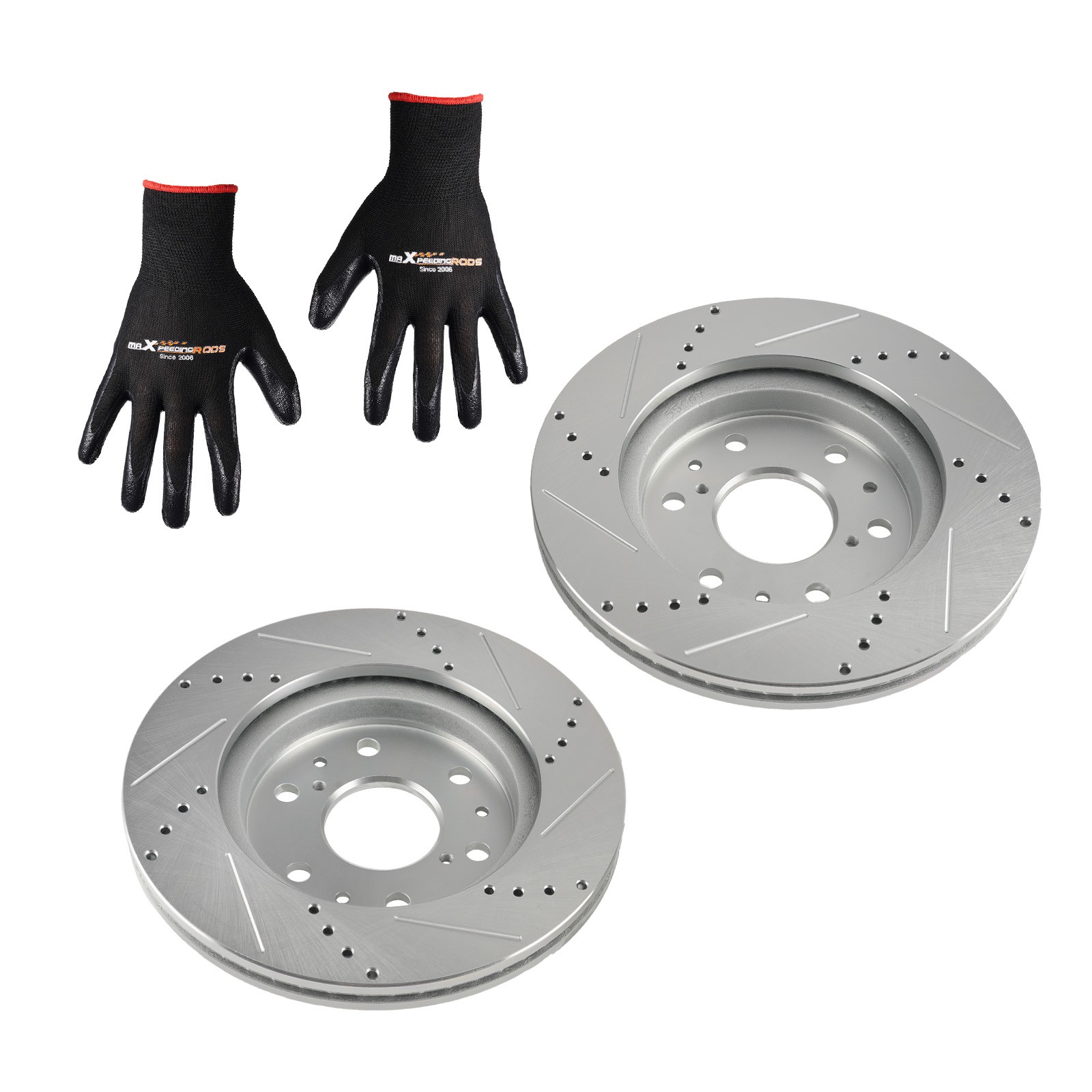 Front Drilled & Slotted Brake Rotor Set for Chevrolet Silverado 1500 LD 2019