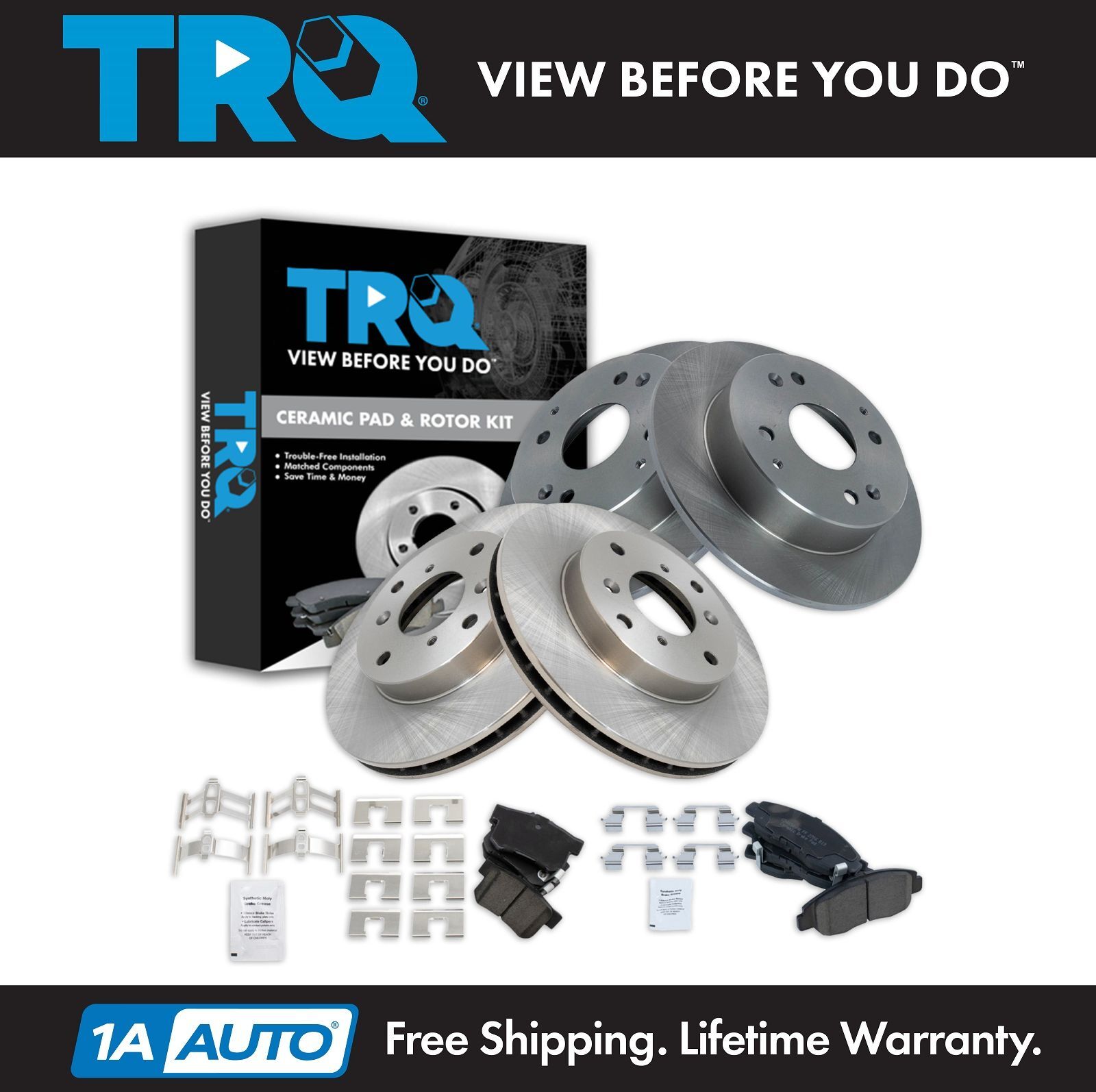 TRQ Front & Rear Premium Posi Ceramic Brake Pad & Rotor Kit for Honda Acura