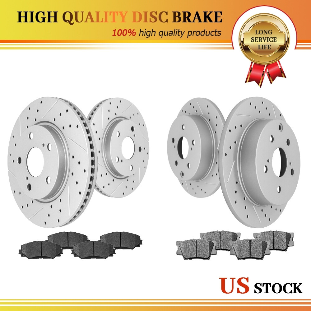 Front Rear Drilled Disc Rotors & Ceramic Brake Pads for Toyota Rav4 Lexus HS250H