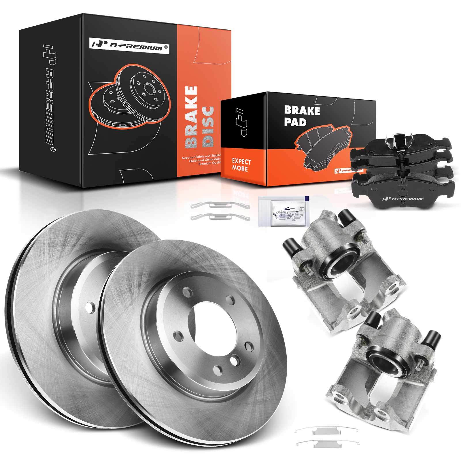 Disc Brake Rotors & Pads + Calipers Front for BMW E46 323i 325Ci E36 Z3 E85 Z4
