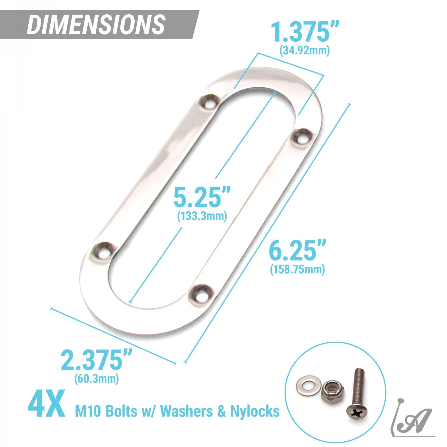 Oval Polished Silver Shift Boot Trim Beauty Ring Comes With Mounting Hardware