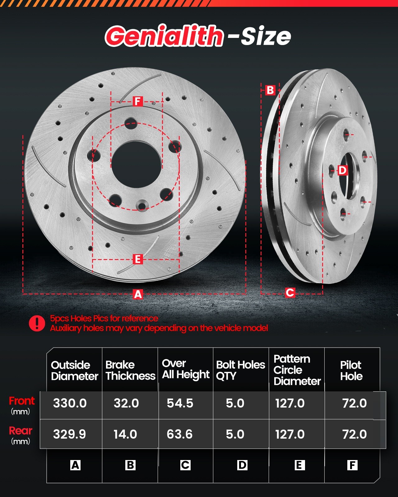 Front Rear Brake Rotors & Pads for 2011-2020 Jeep Grand Cherokee Dodge Durango