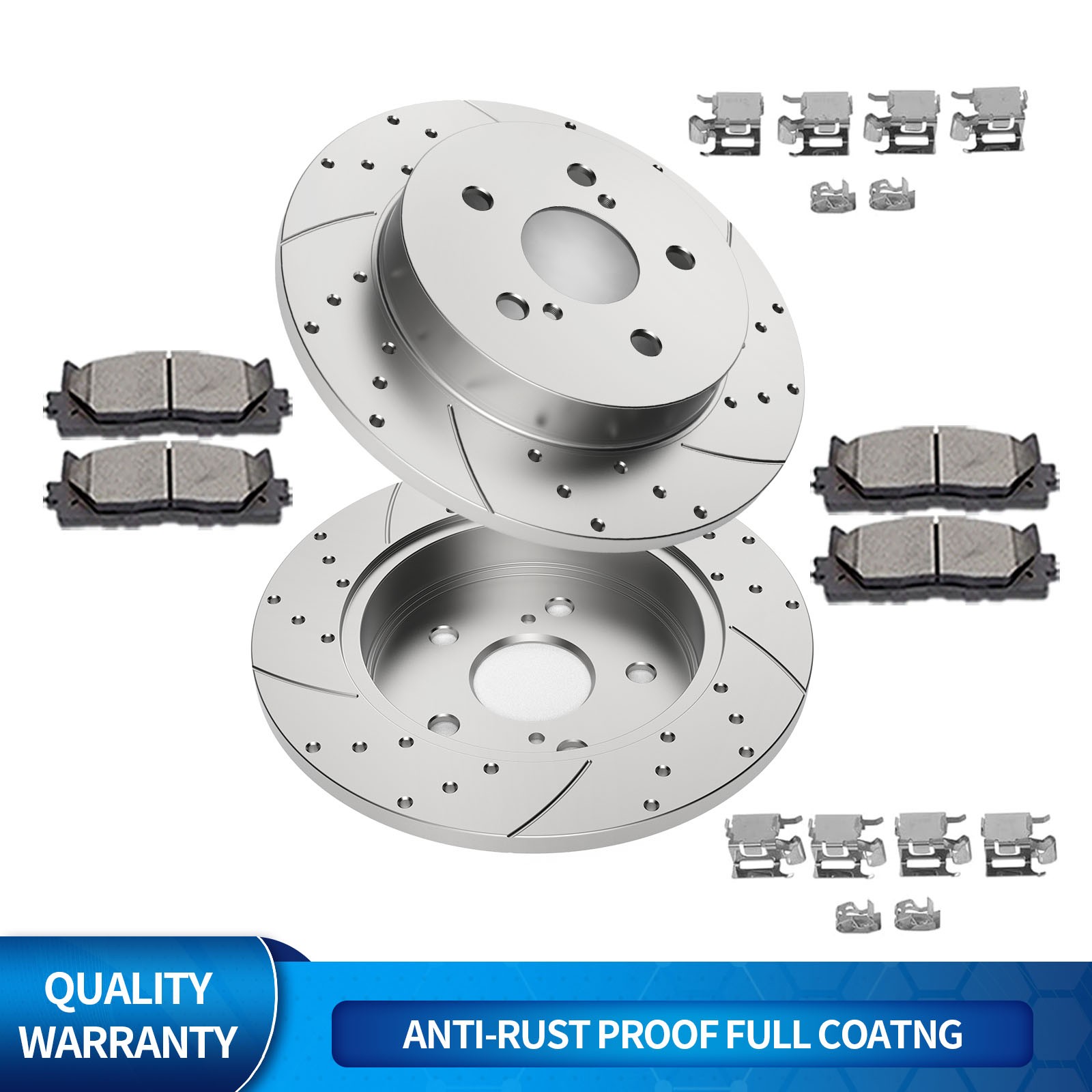 Rear Slotted Brake Rotors Brakes Pads Kits Fit for RAV4 Venza C-HR ES250 UX250H