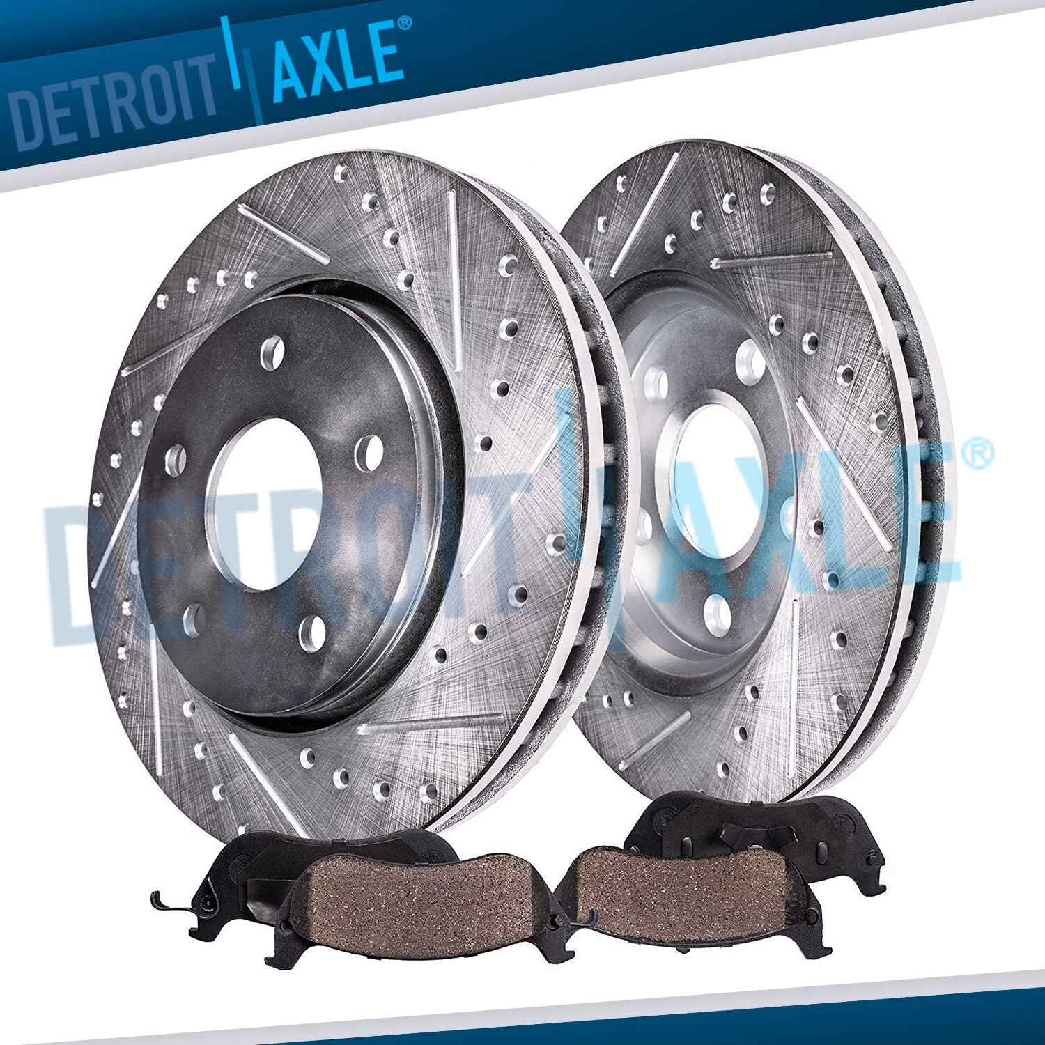 Front Drilled Disc Rotor Ceramic Brake Pad for 1990-1999 Grand Cherokee Wrangler
