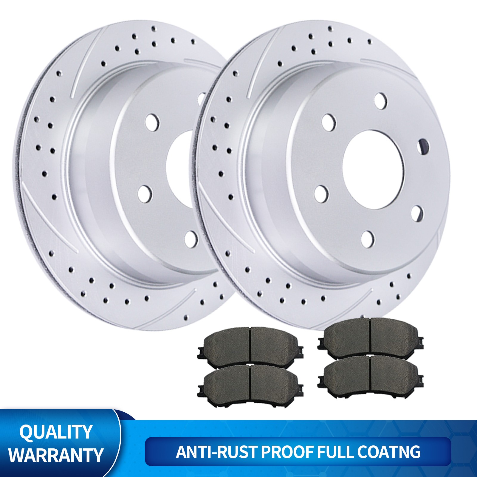 Rear Discs Rotors Brake Pads Kit for Chevy GMC Sierra Silverado 1500 Yukon Tahoe
