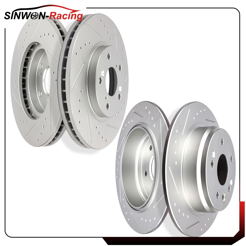 Front And Rear Drilled Slotted Brake Rotors Discs For 99- 03 Acura TL type S