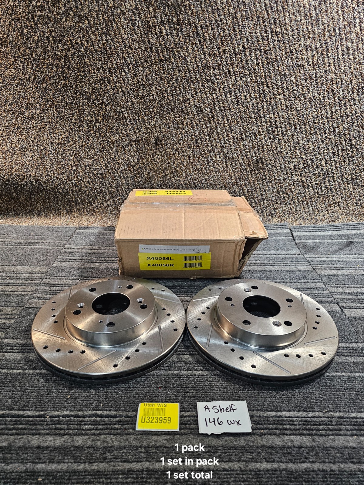 (QTY 2) Drilled & Slotted Cast Iron Brake Rotor X40056L X40056R