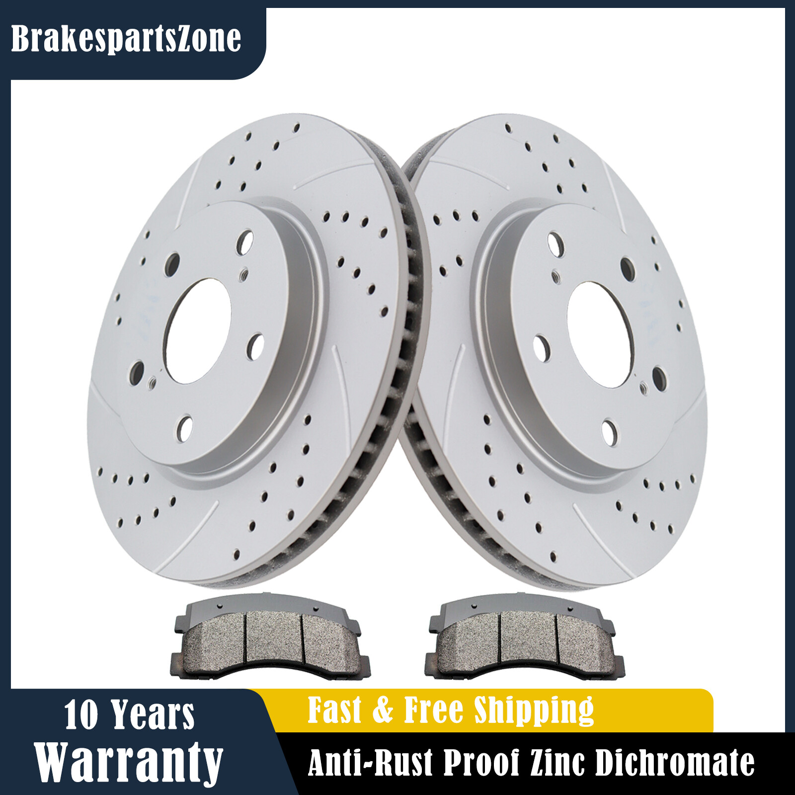 275mm Front Brake Rotors Pads for Toyota RAV4 Scion XB Drilled Slotted Brakes