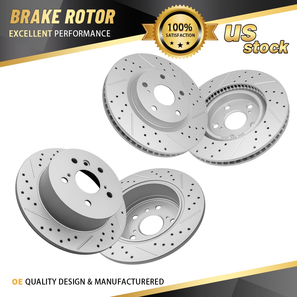 Front Rear Drilled Slotted Disc Brake Rotors Set for Toyota Camry Lexus ES350