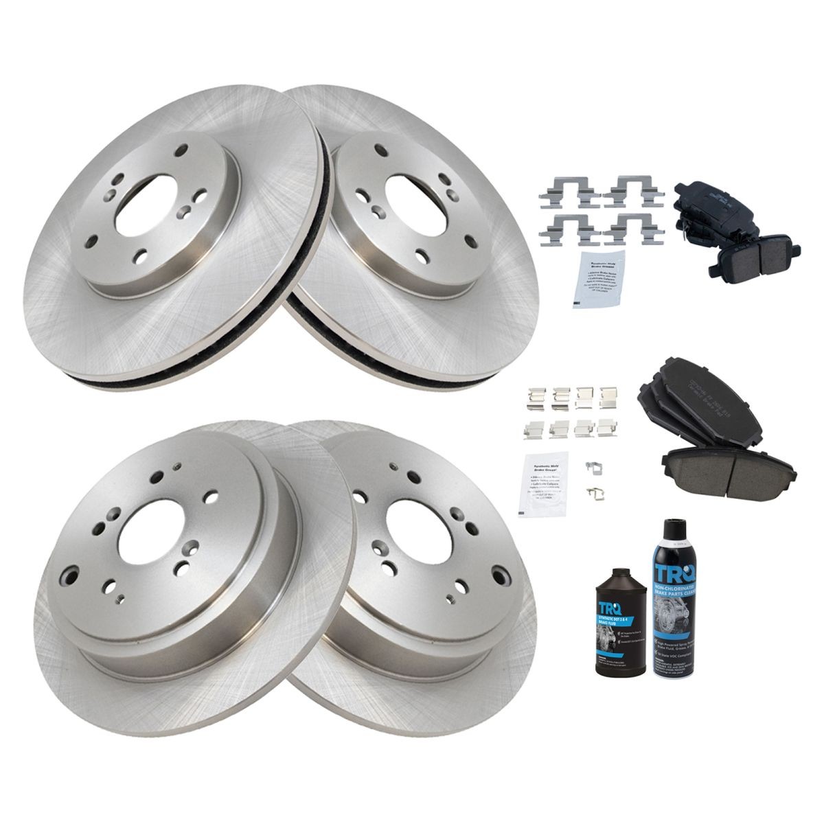 Front & Rear Disc Brake Rotor & Pad Kit Sides w/Chemicals
