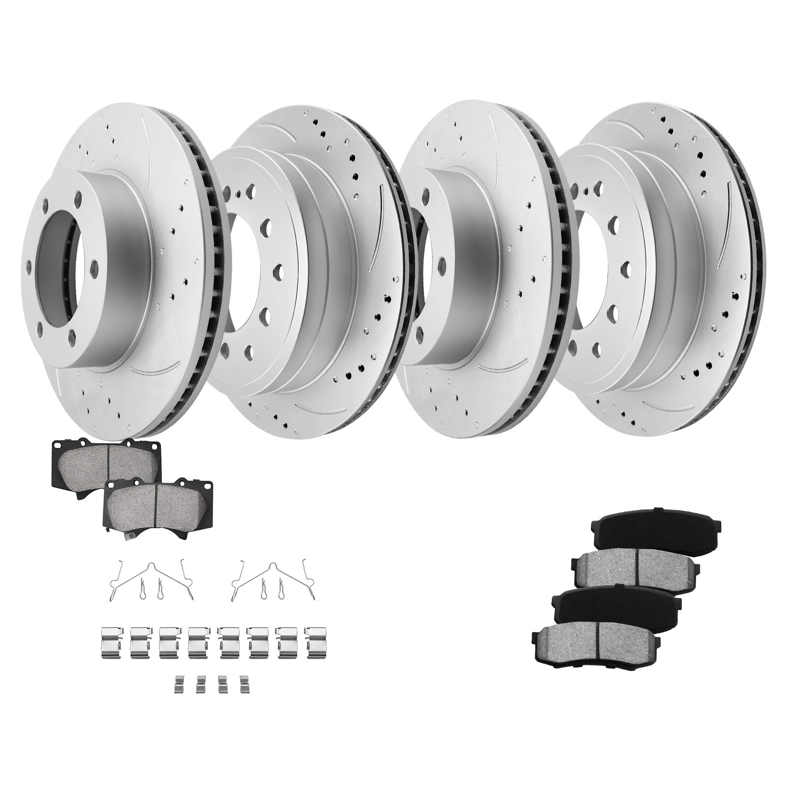 Front Rear Brake Rotors Ceramic Brake Pads Kits for 2001-2007 Toyota Sequoia