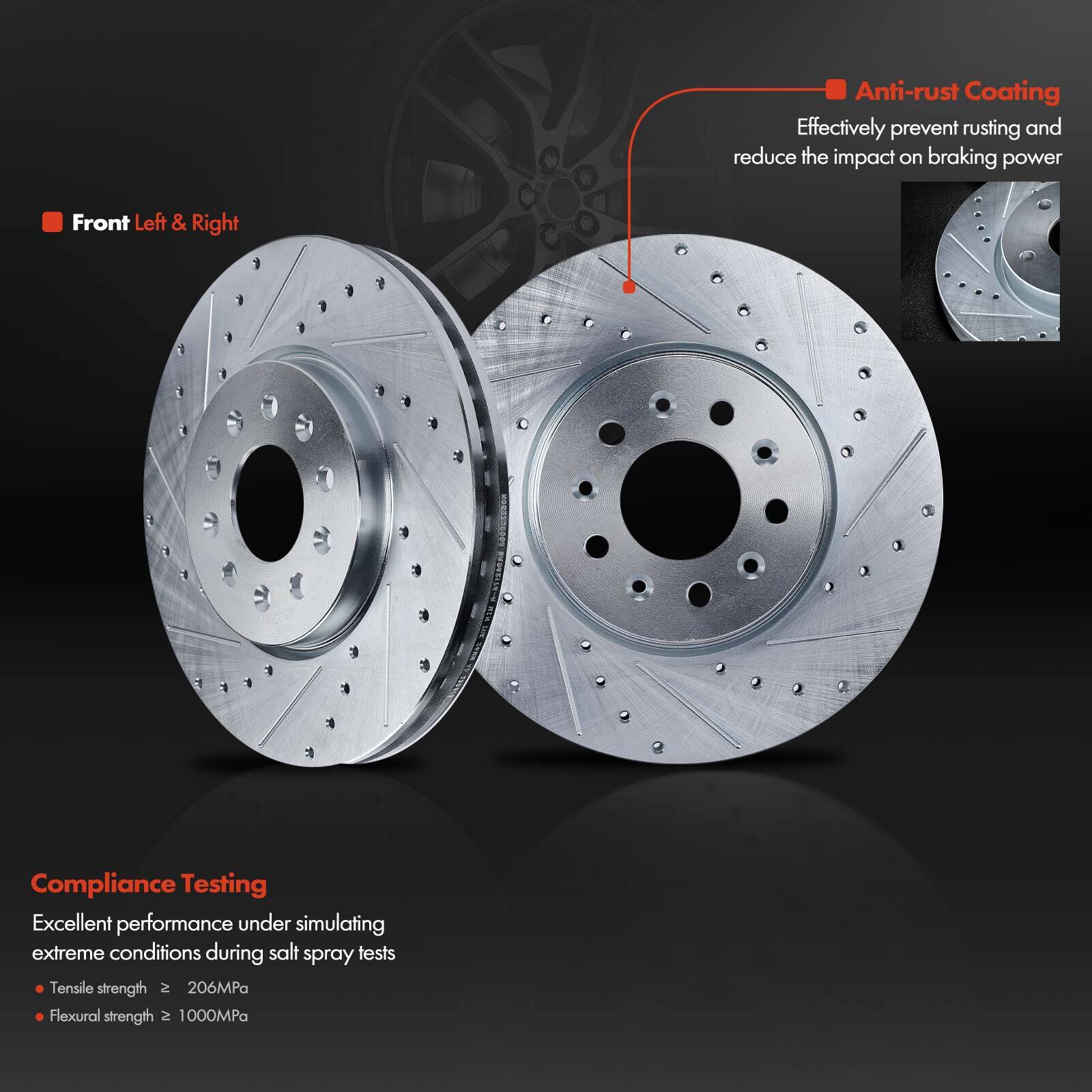 2pcs Front Drilled Brake Rotors for GMC Terrain Chevrolet Equinox Buick 321 mm