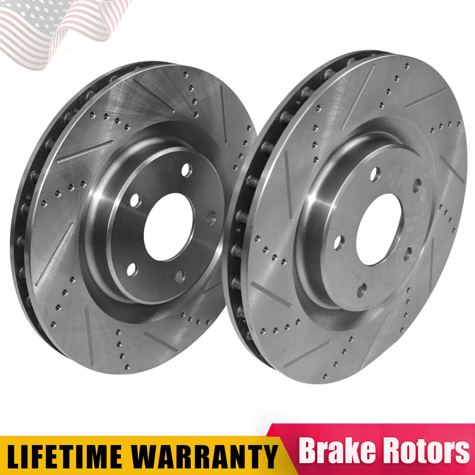 2Pcs 325mm Front Drilled Brake Rotor for Cadillac XLR 2005-2007 Chevy Corvette