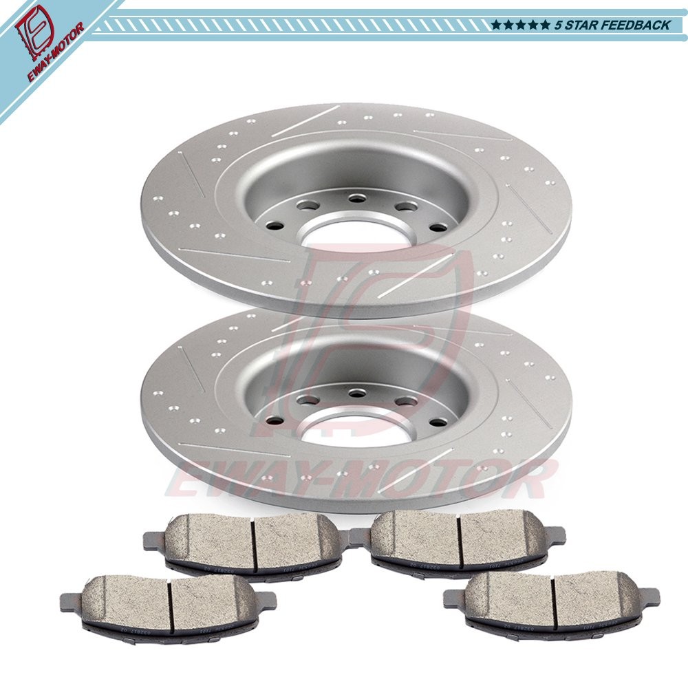 For 2013 2014 2015 2016 Dodge Dart Rear Ceramic Brake Rotors And Pads Drilled