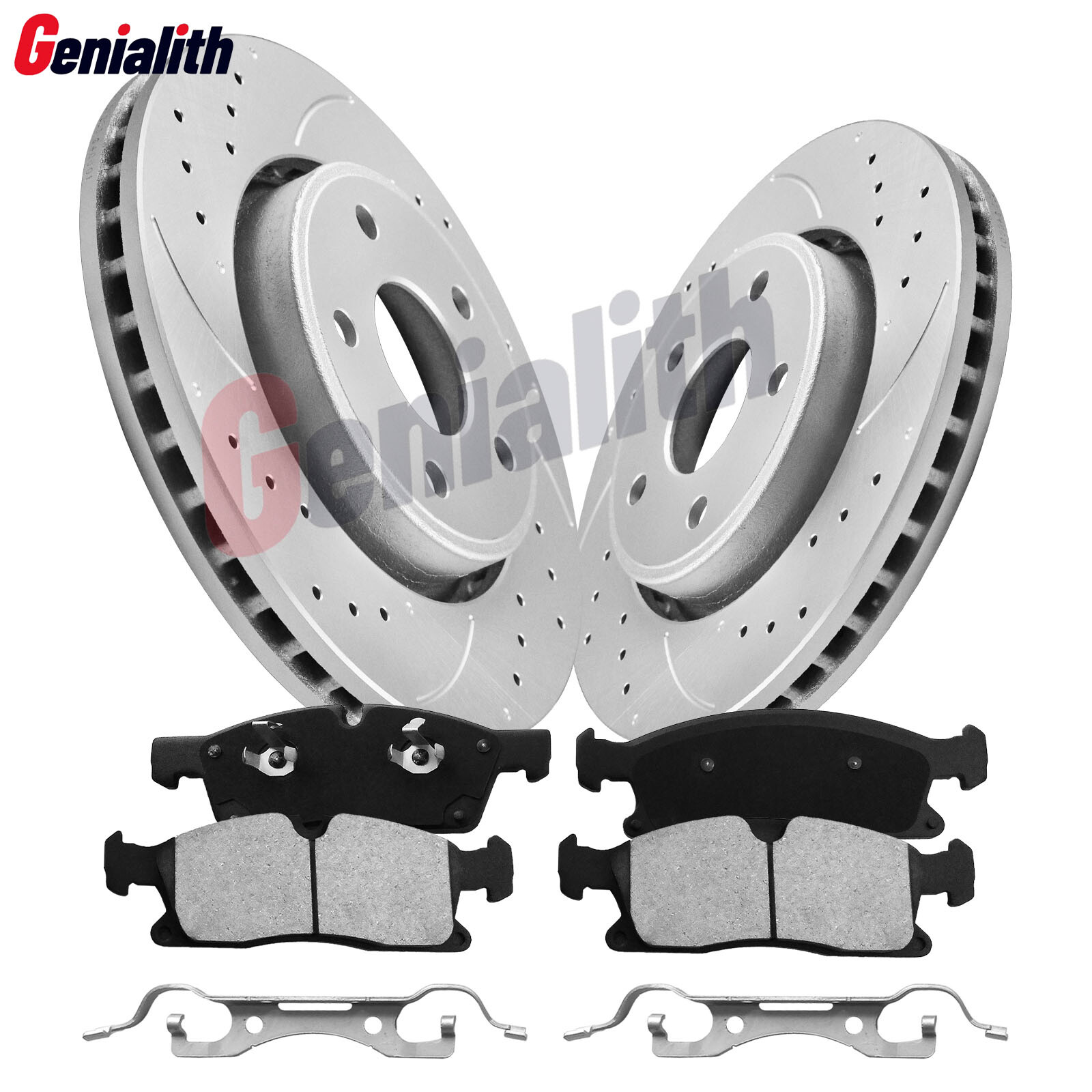 Front Drilled Rotors Brake Pads for 2011-2021 Dodge Durango Jeep Grand Cherokee