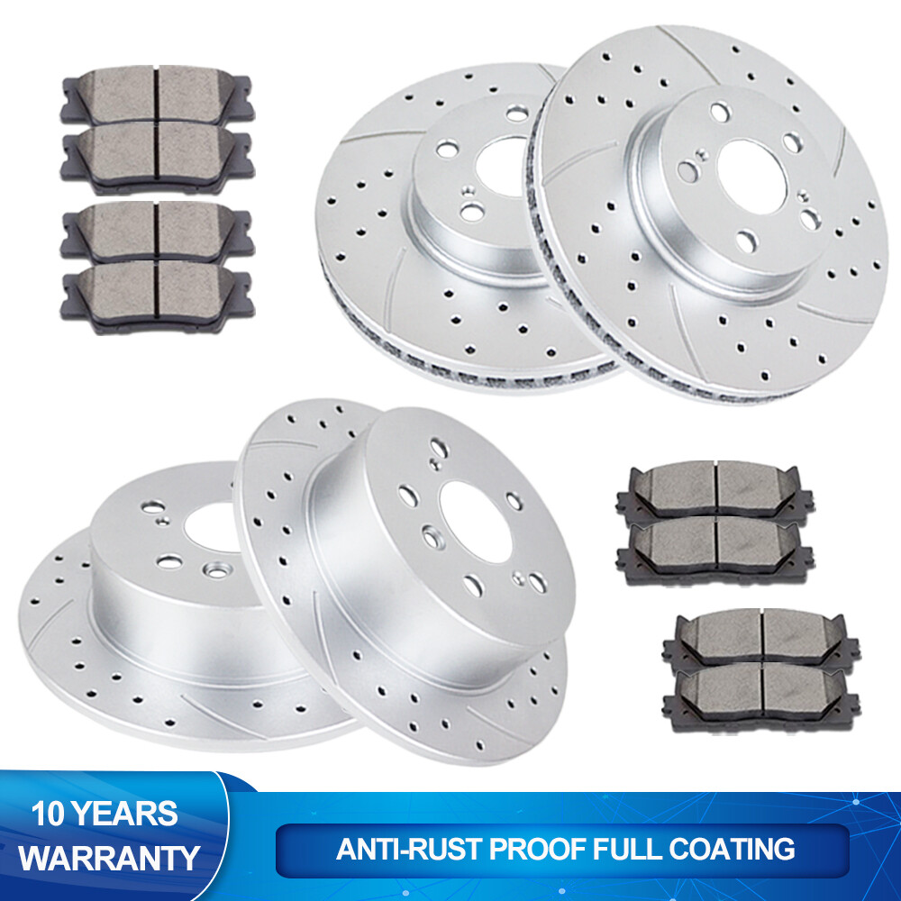 Fit 2012-2017 Toyota Camry LEXUS Front Rear Brake Rotors + Ceramic Pads Brakes