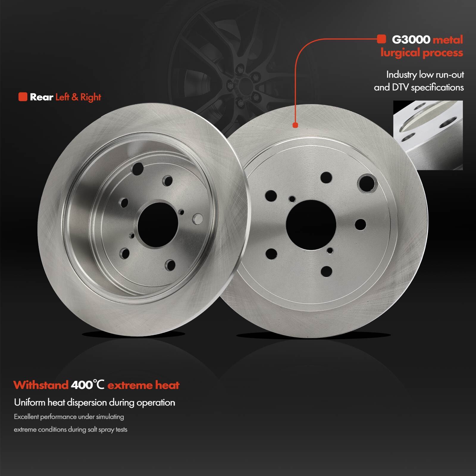Front & Rear Disc Brake Rotors & Ceramic Pads for Subaru WRX 2015-2016 Base STI
