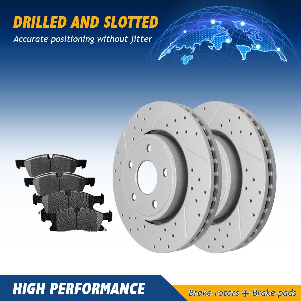 Front Drilled Brake Rotors Ceramic Pads For Jeep Grand Cherokee Dodge Durango