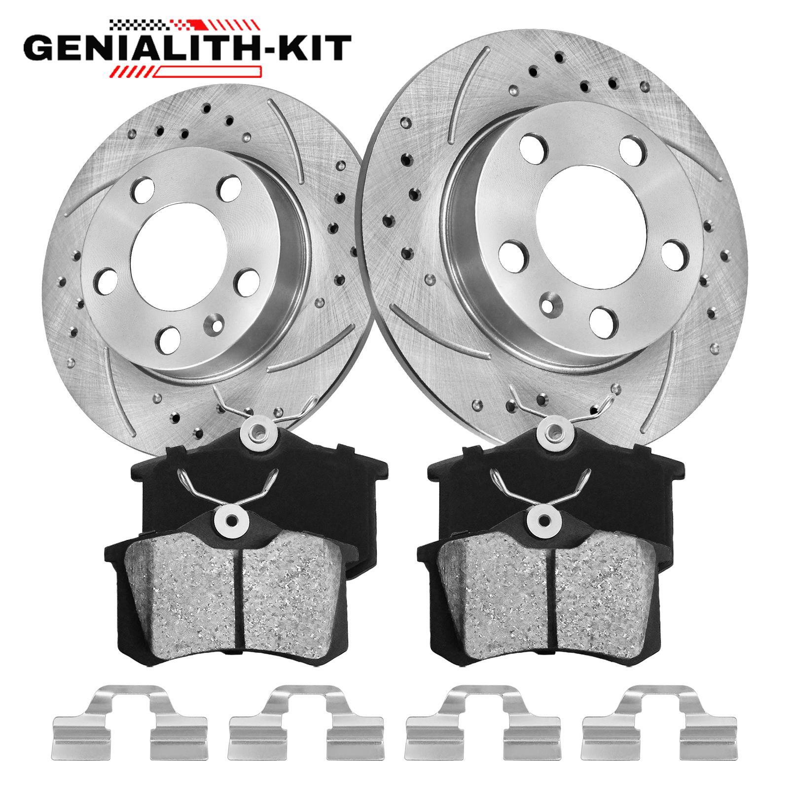 232mm Rear Drilled Rotors + Ceramic Brake Pads for volkswagen Jetta Golf Beetle