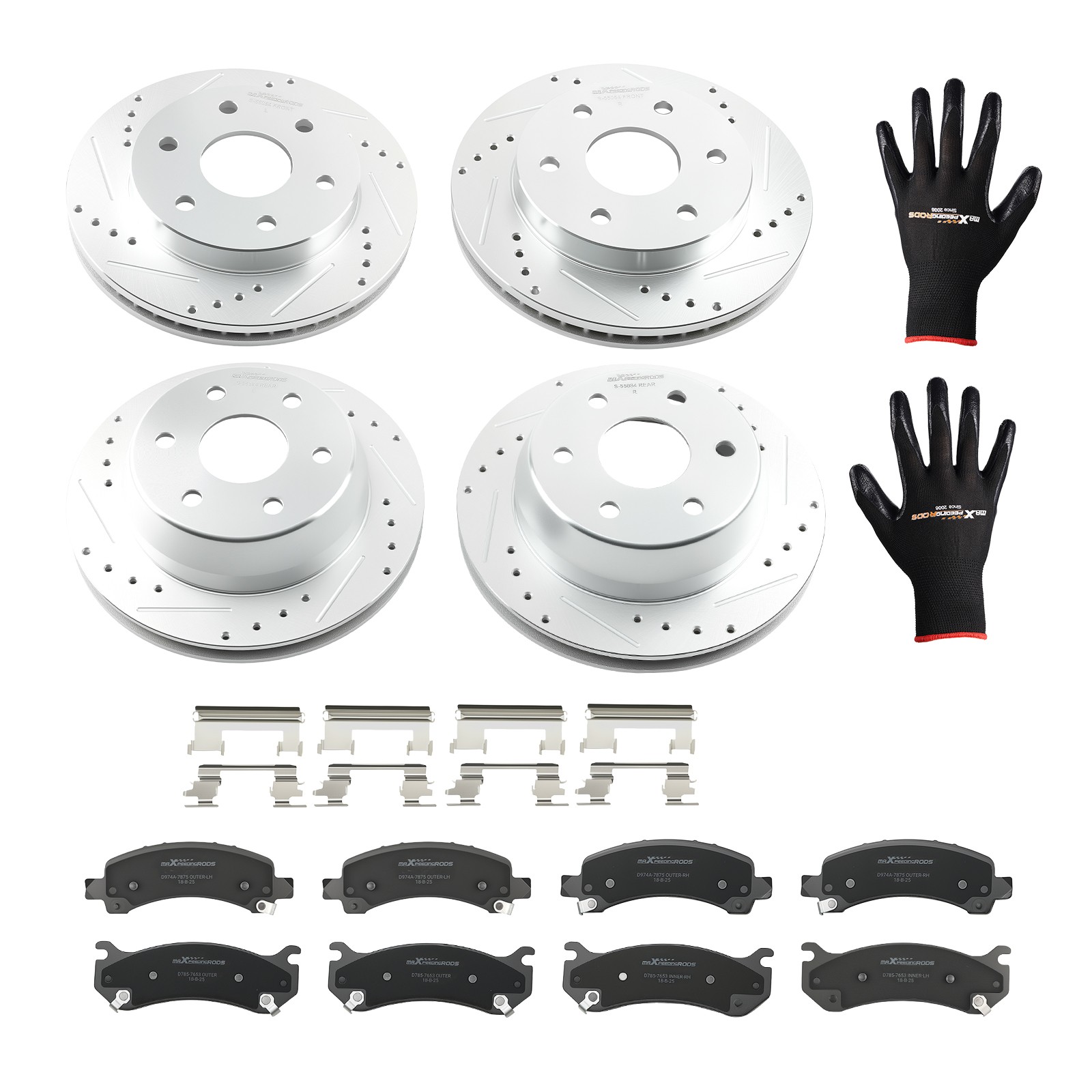 Front Rear Brake Rotors+Brake Pads for GMC Savana 1500/Yukon XL 1500 2002-2006