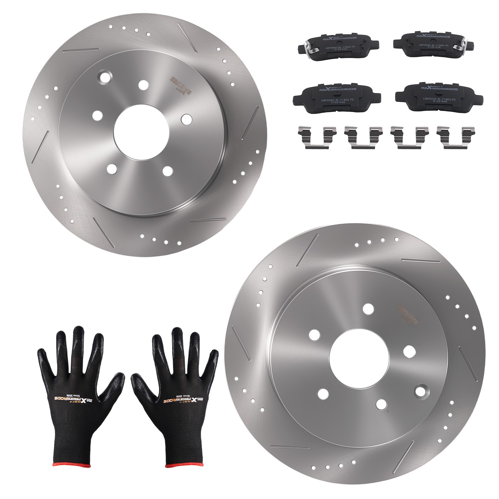 Rear Brake Rotors & Ceramic Pads Set for Infiniti FX35 2003-2012/FX45 2003-2008