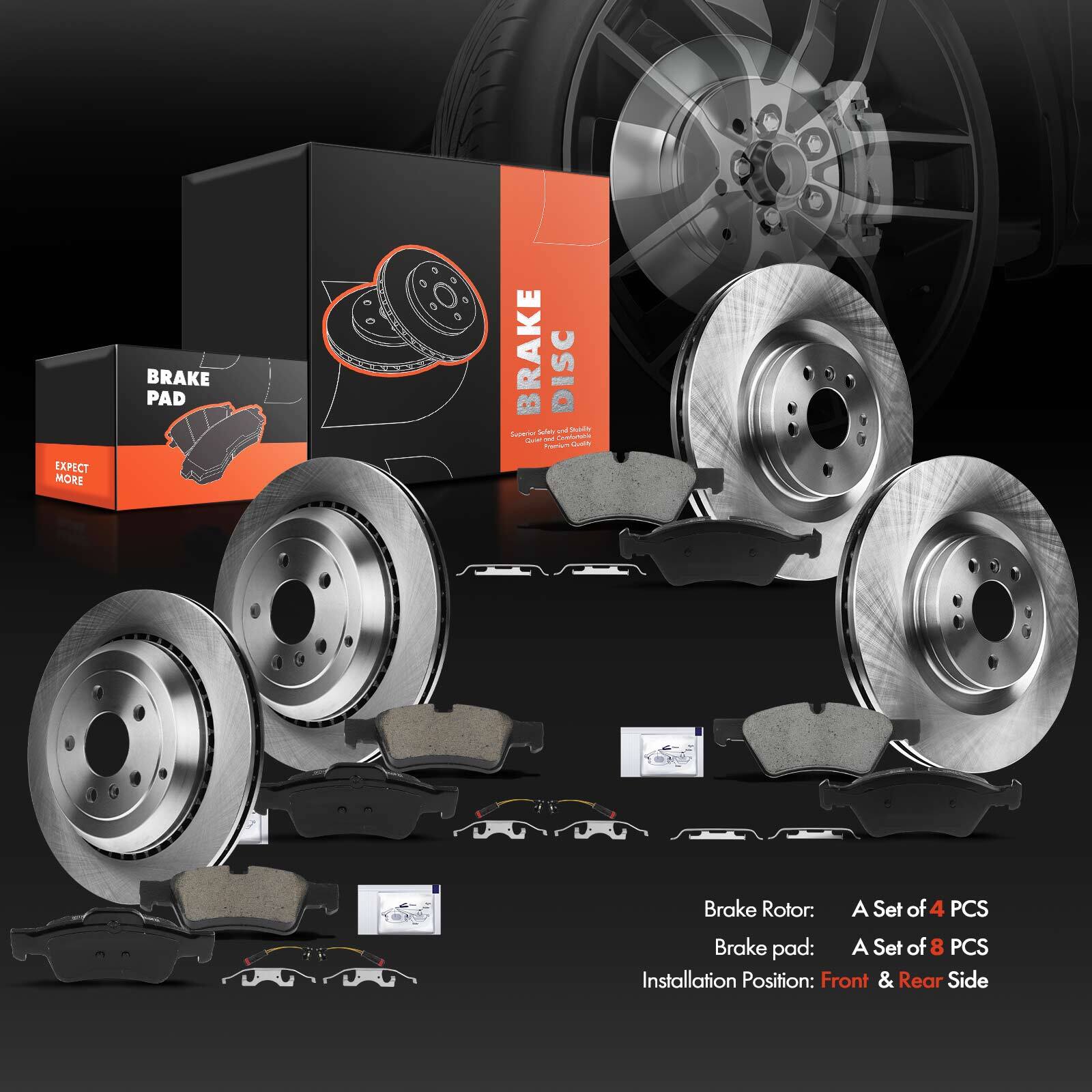 Front & Rear Disc Rotors & Ceramic Brake Pads for Mercedes-Benz X164 W164 W251