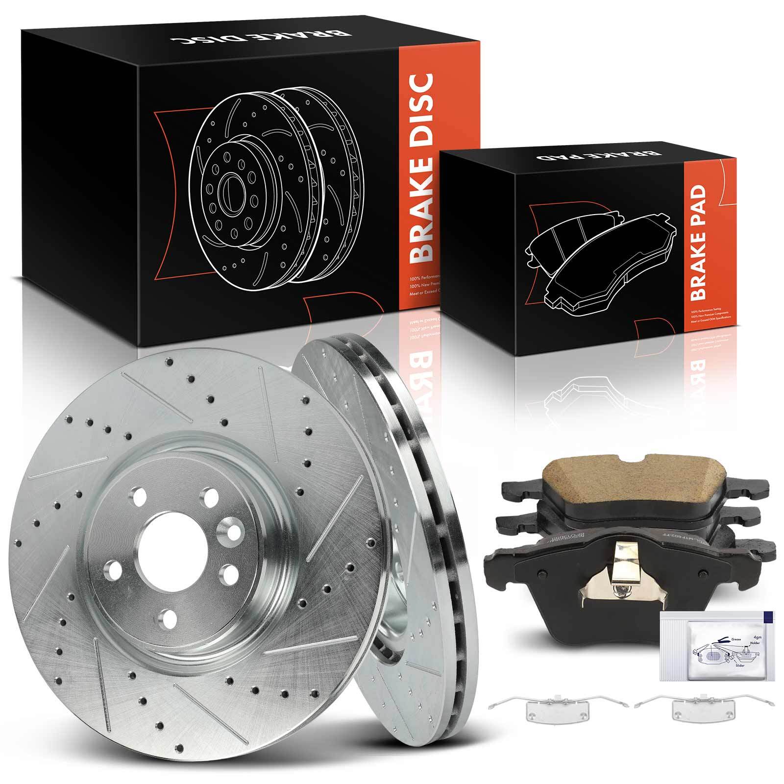 Drilled Brake Rotors & Ceramic Brake Pads for Volvo S60 2013-2018 S80 V60 Front