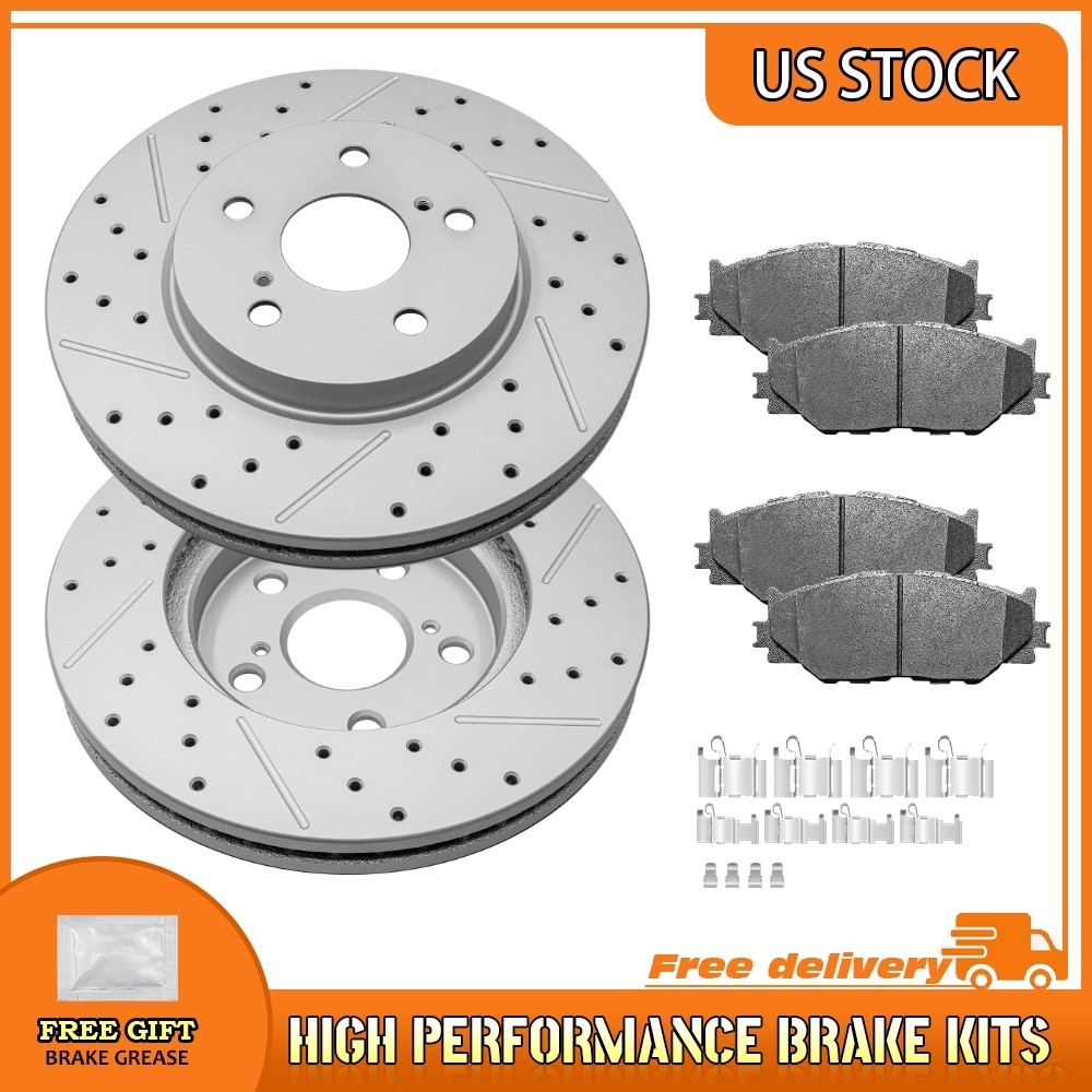 Front Drilled Brake Rotors Ceramic Pads For Lexus IS250 2006 2007 2008 2009-2015