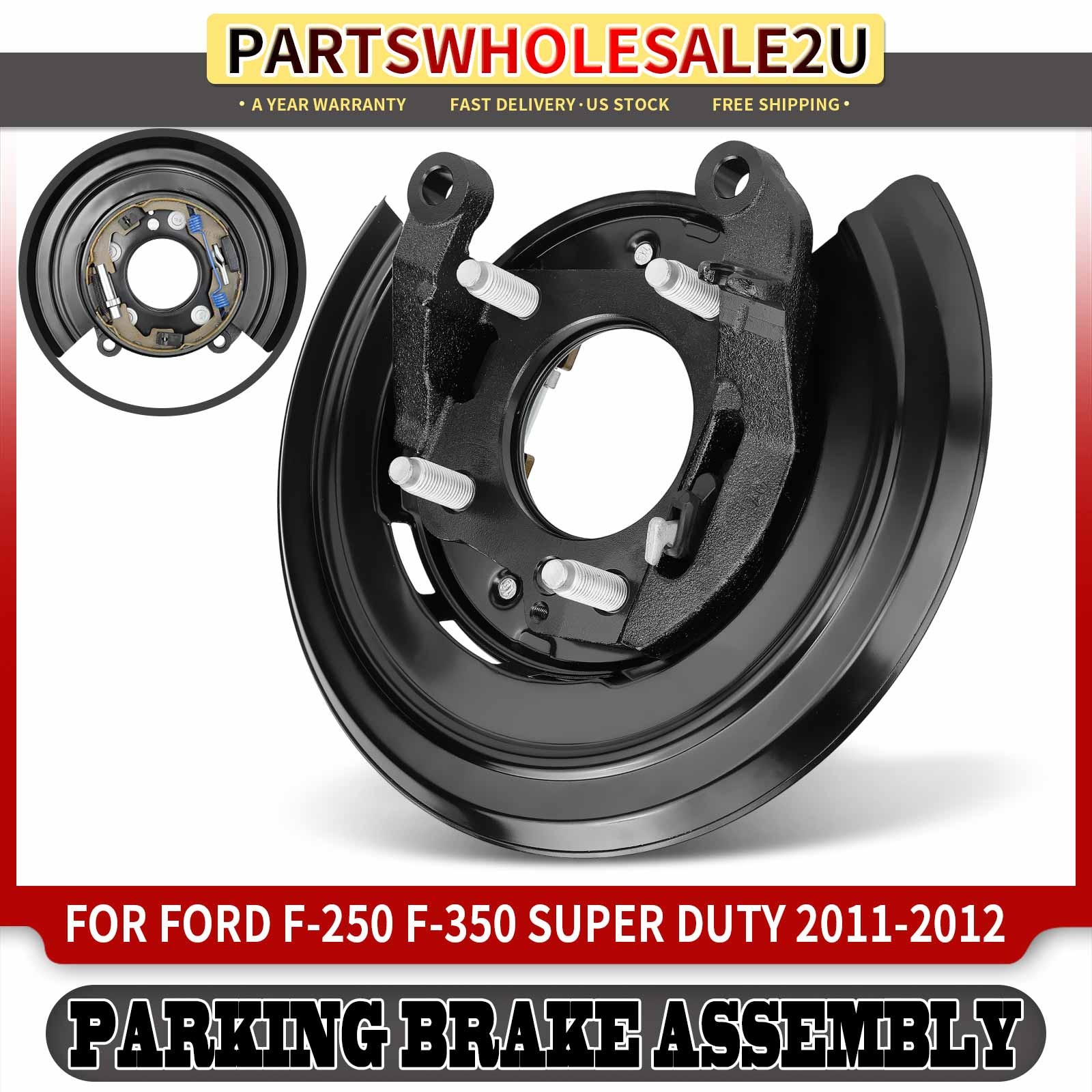 Rear Left Parking Brake Assembly w/Backing Plate for Ford F-250/F-350 Super Duty