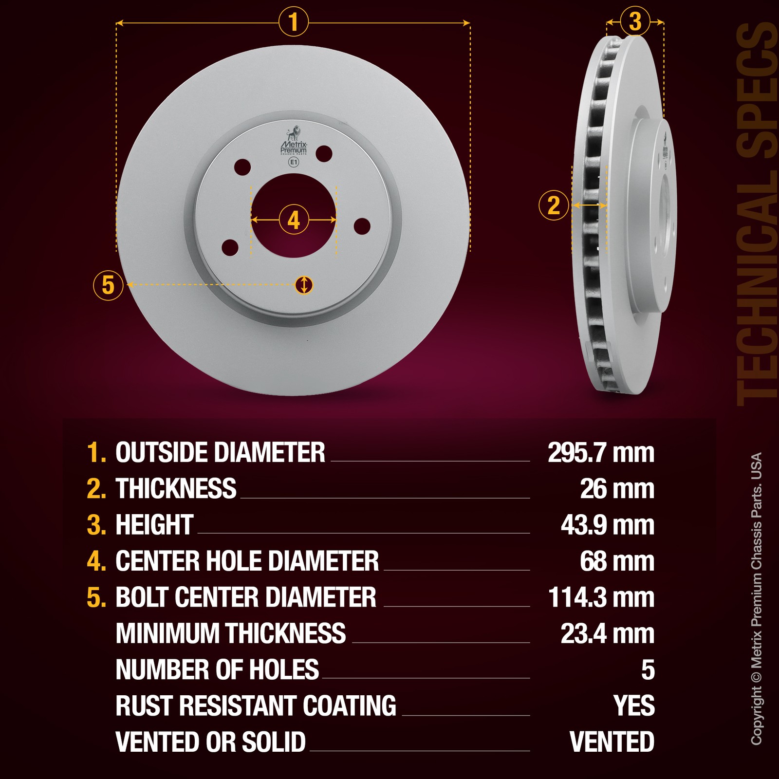 Front Disc Brake Rotor for 2025-2026 Nissan Kicks 2021-2025 Nissan Rogue 2PC