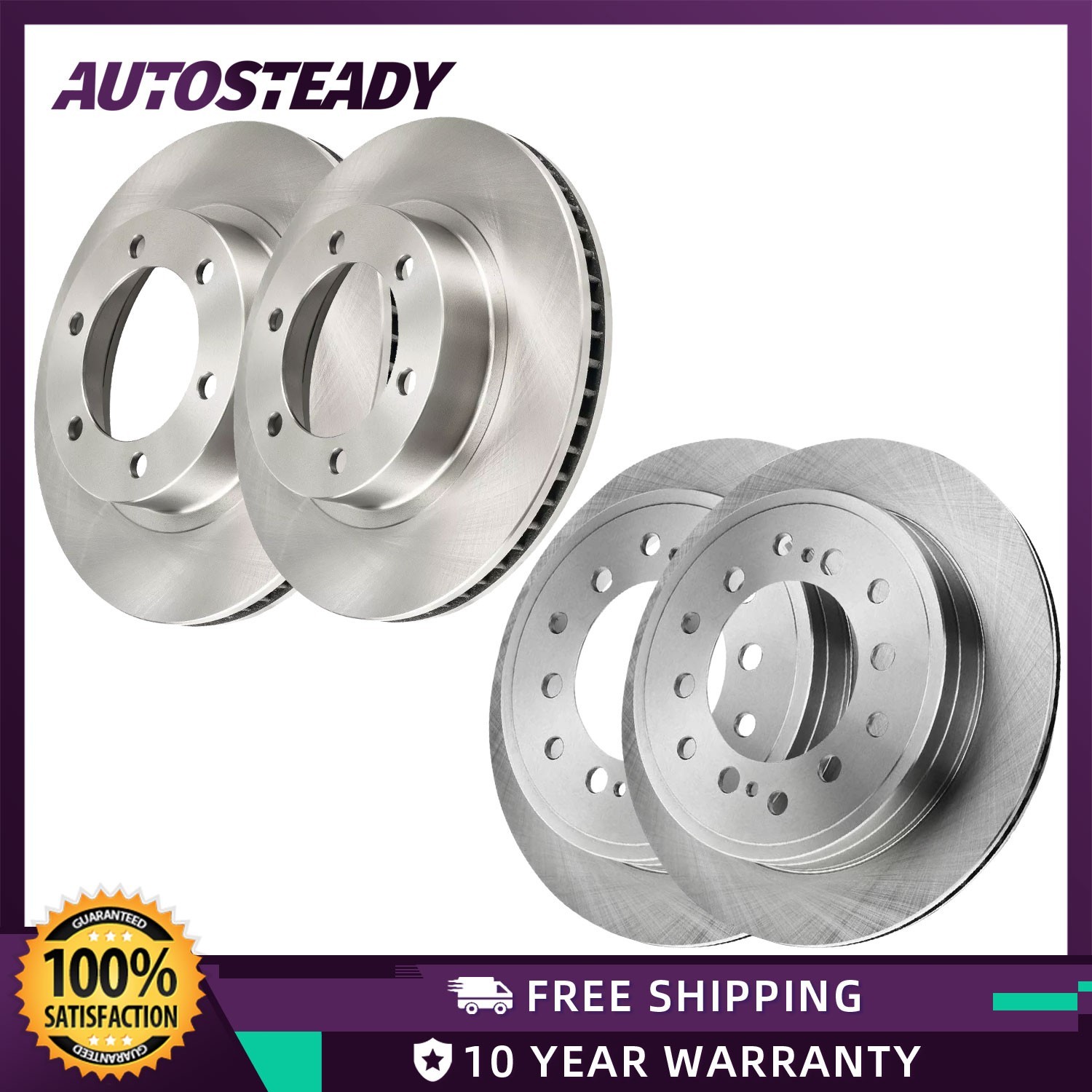 12.56 in Front and 12.28 in Rear Vented Brake Rotors Kit for FJ Cruiser 4Runner