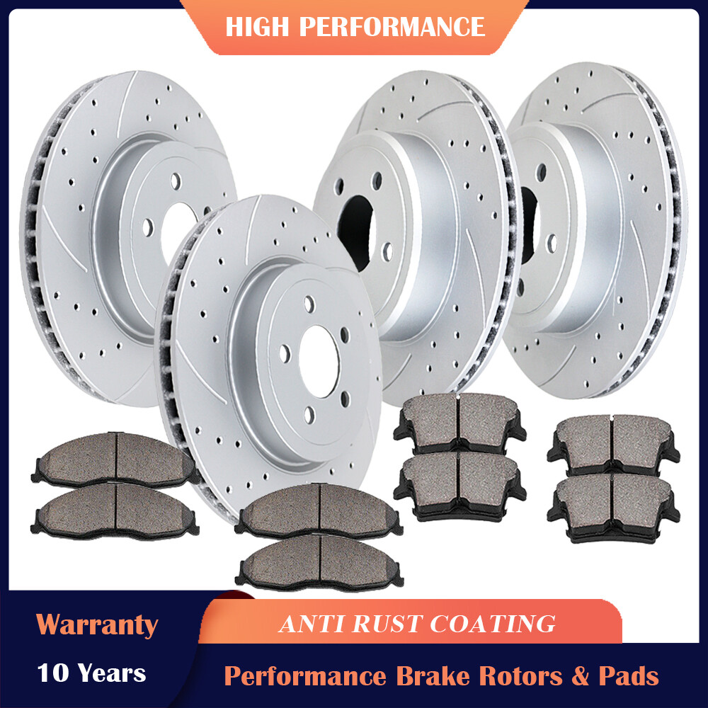 Front Rear Drilled Rotors Ceramic Brake Pads for Dodge Charger Challenger Magnum
