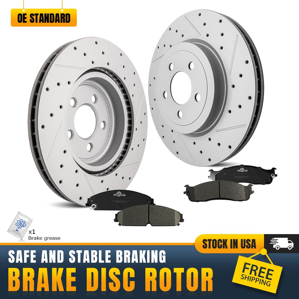 Front Drilled Brake Rotors Ceramic Pads for 2005-2023 Chrysler 300 Dodge Charger