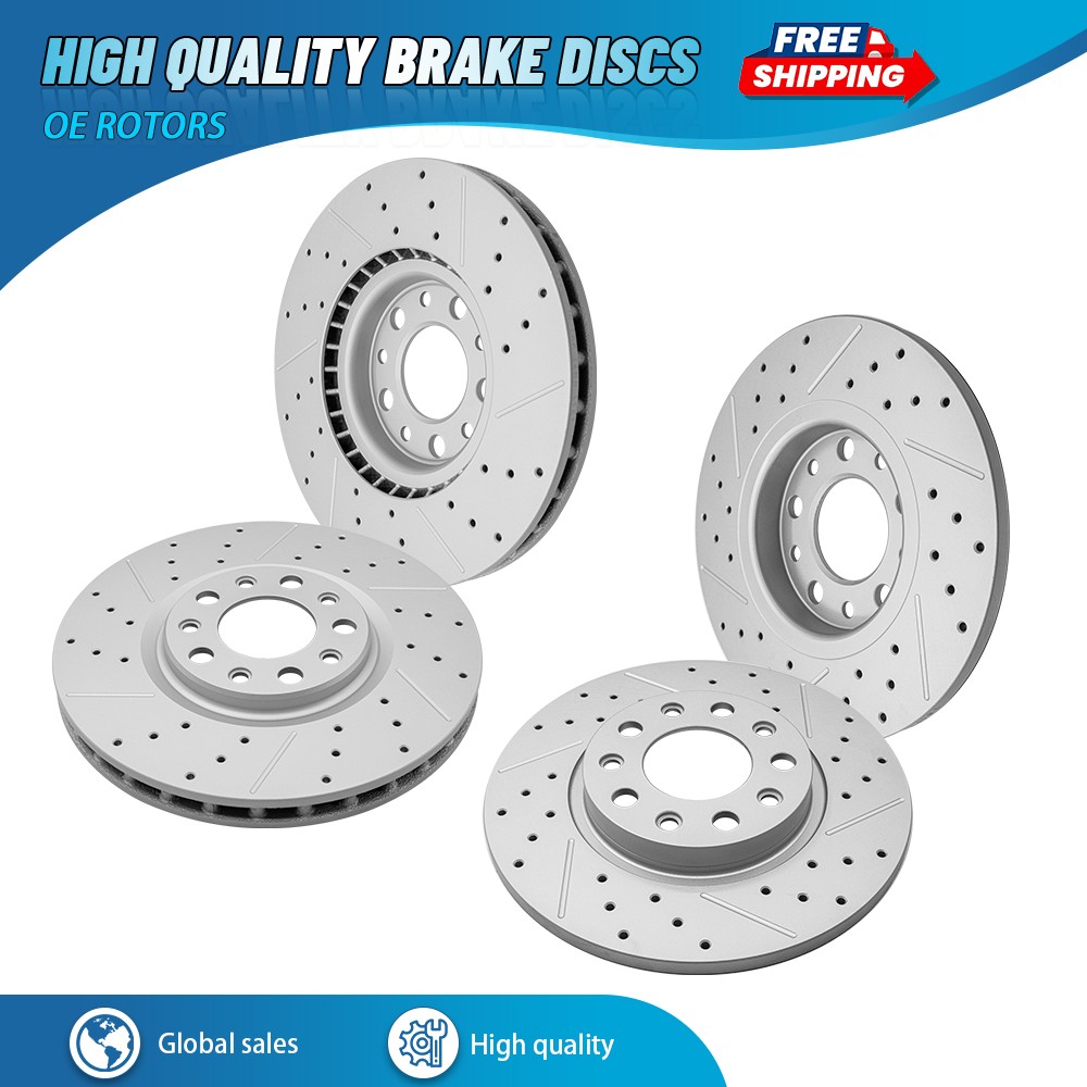 305mm Front & 278mm Rear Drilled Brake Rotors Kit for Chrysler 200 2015 – 2017
