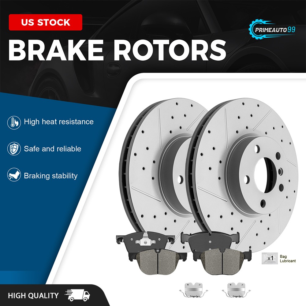 Front Drilled Disc Brake Rotors Ceramic Pads for 2007-2015 2016 2017 2018 BMW X5