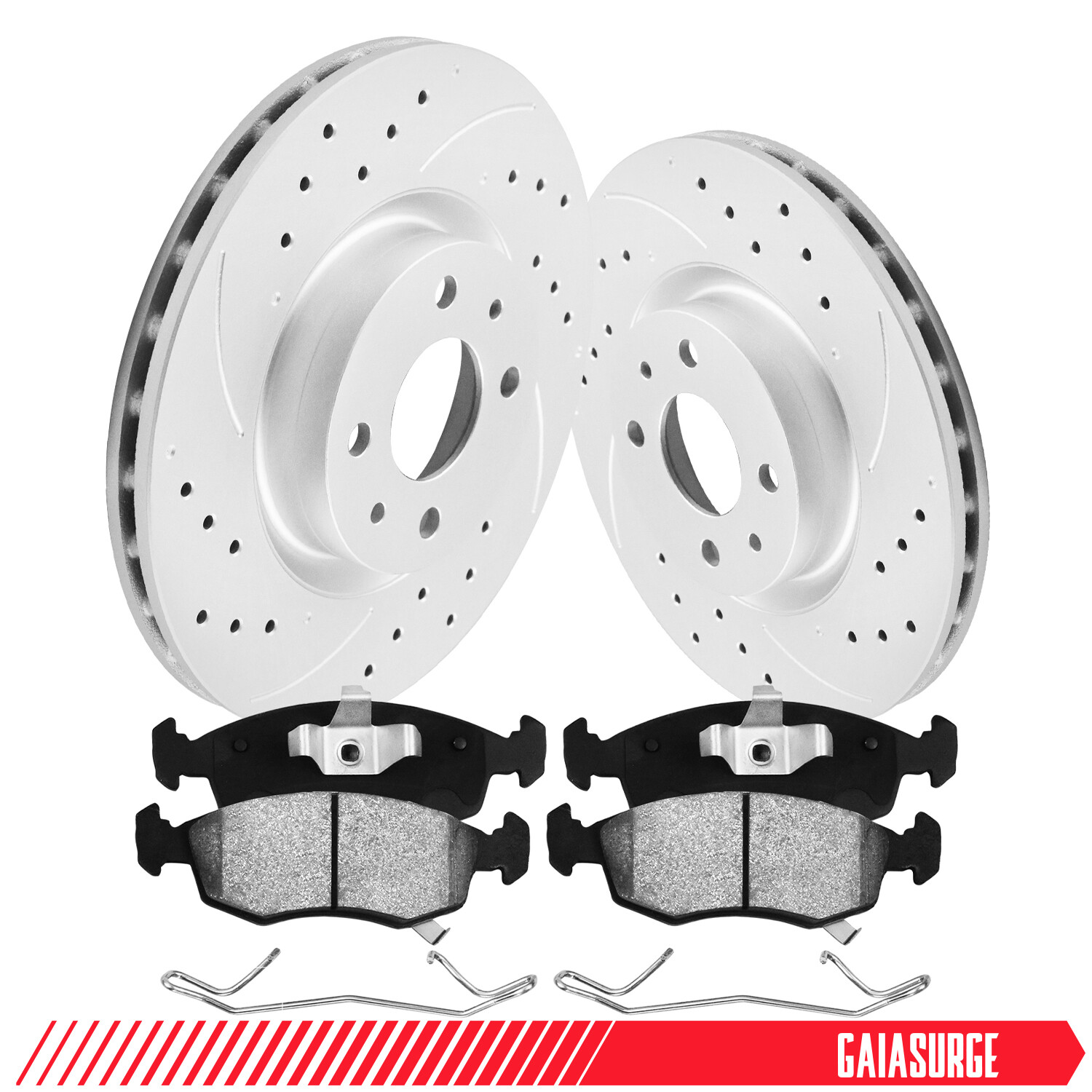 11.19in Front Disc Brake Rotors + Ceramic Brake Pads for Fiat 500 2013 2014-2019