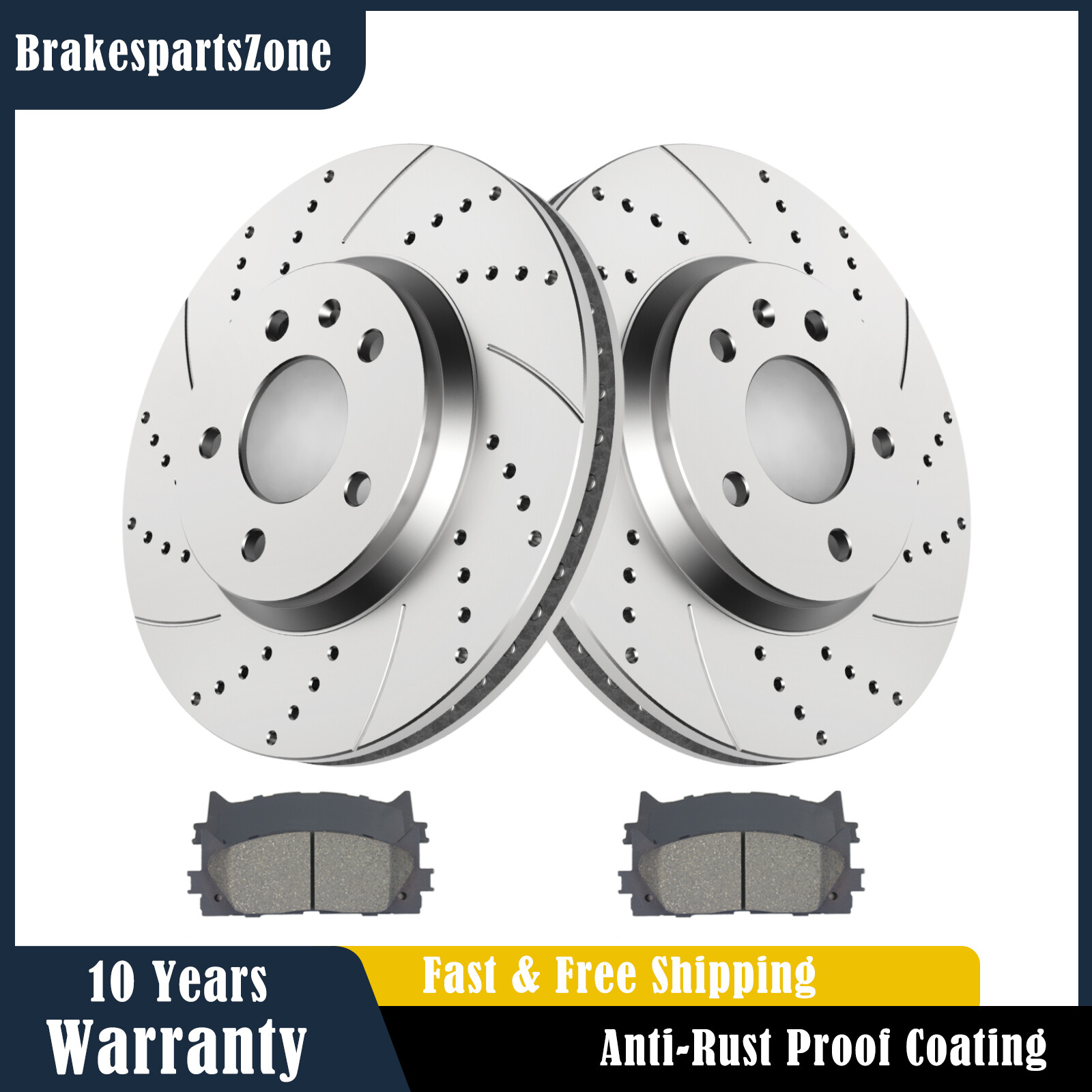 Front Brake Rotor Pads Kit fit for Chevrolet Impala Buick Lucerne Drilled Brakes