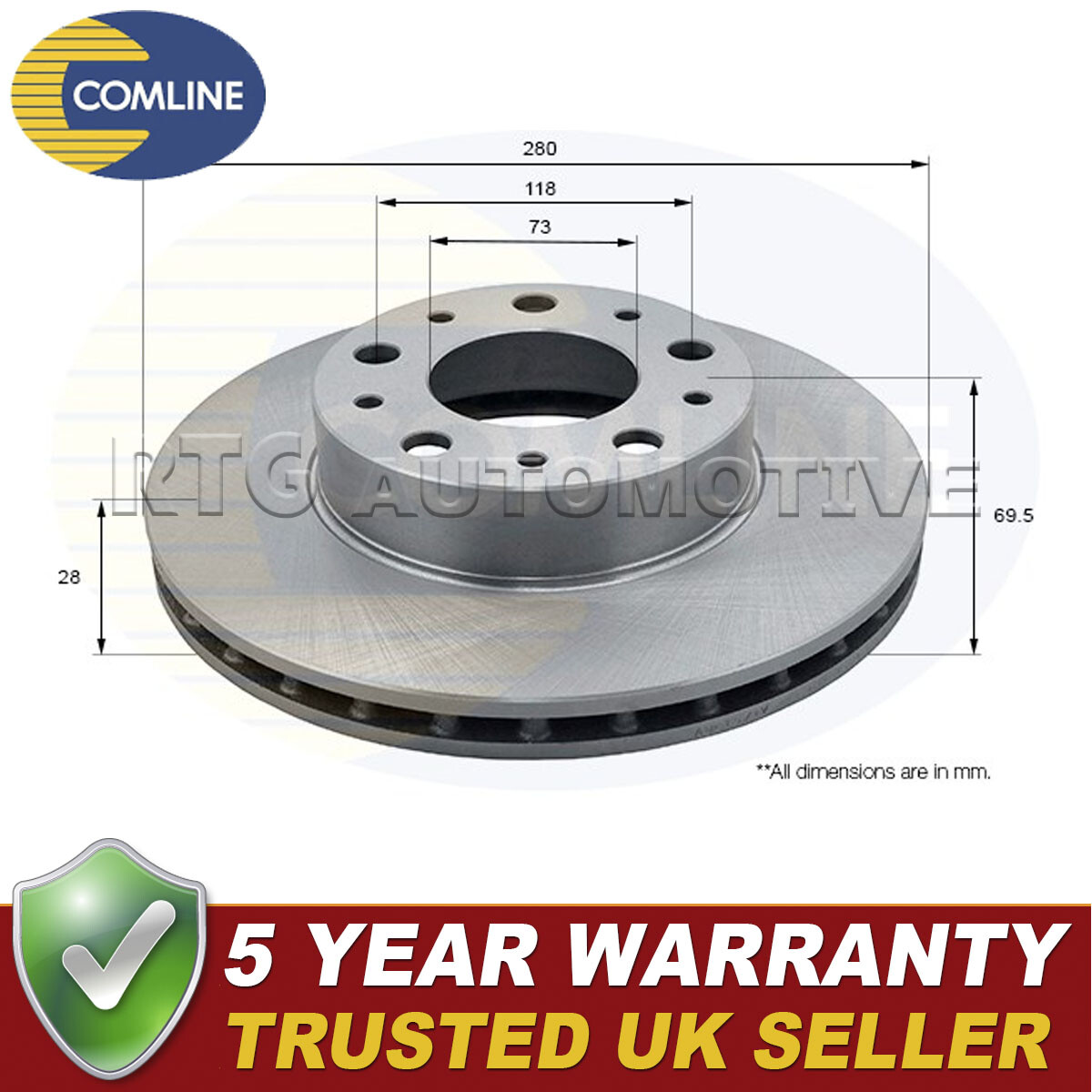 Comline Front Brake Disc Fits Peugeot Boxer Fiat Ducato Citroen Relay #1