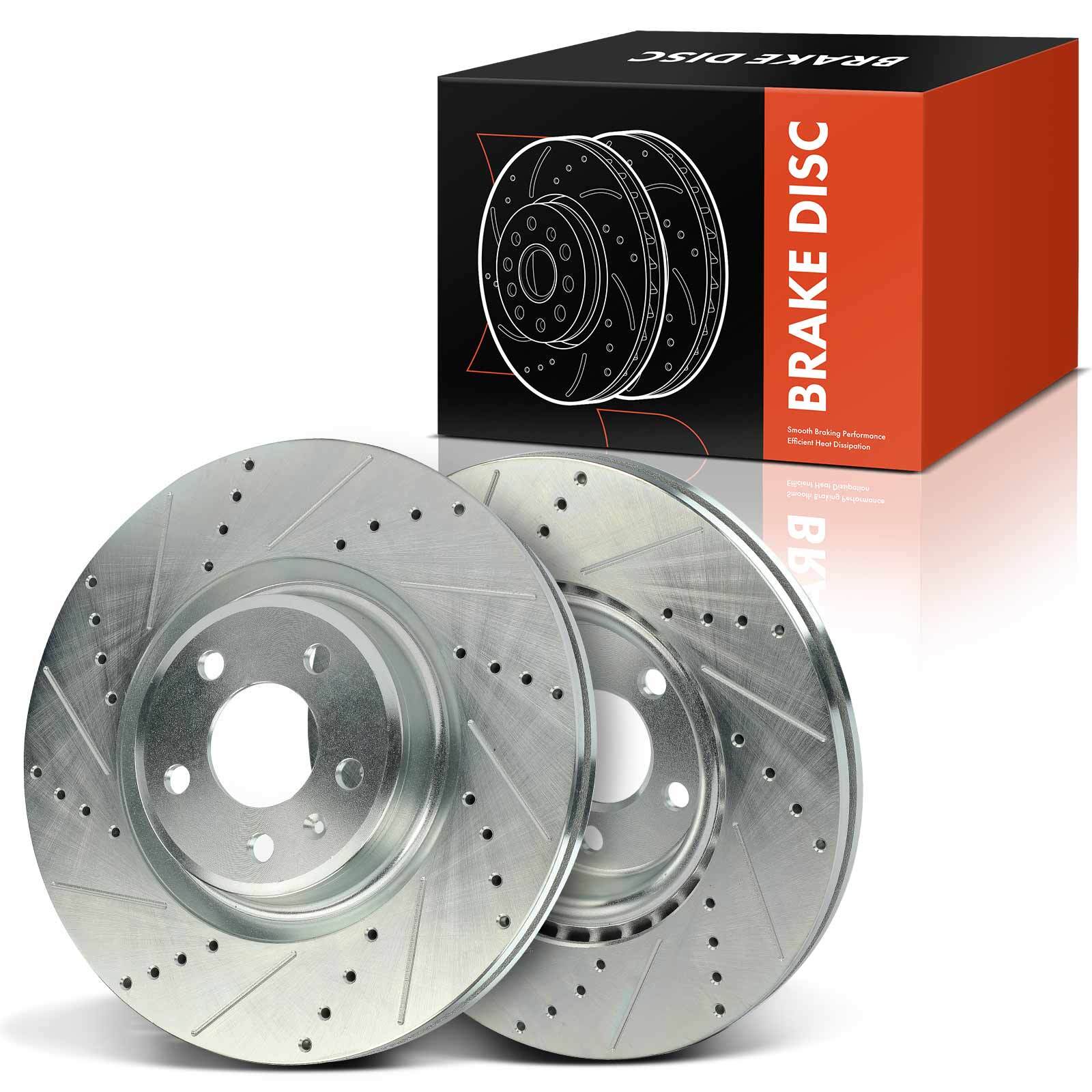 2x Front Drilled Brake Rotor for Audi A5 A6 Quattro A7 Quattro Q5 Porsche Macan
