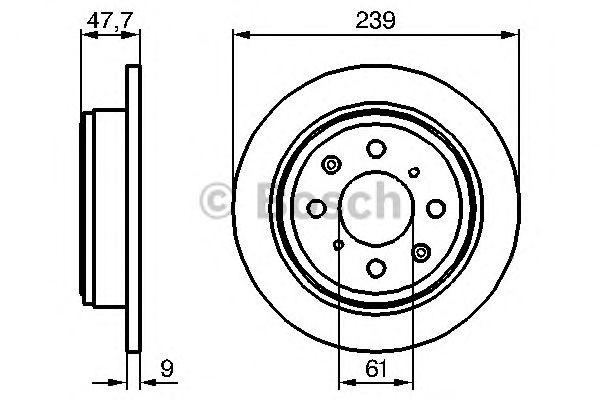 Bosch Brake Disc Rear Diameter 239mm 61mm Solid 9mm With Screws 0986479101