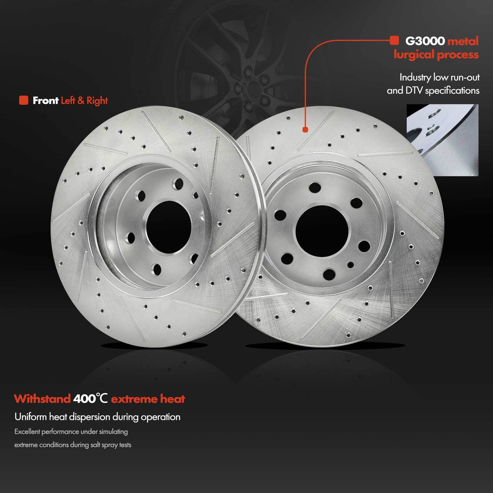 2x Front Side Drilled Brake Rotors for Chevrolet Colorado GMC Canyon 2015-2020
