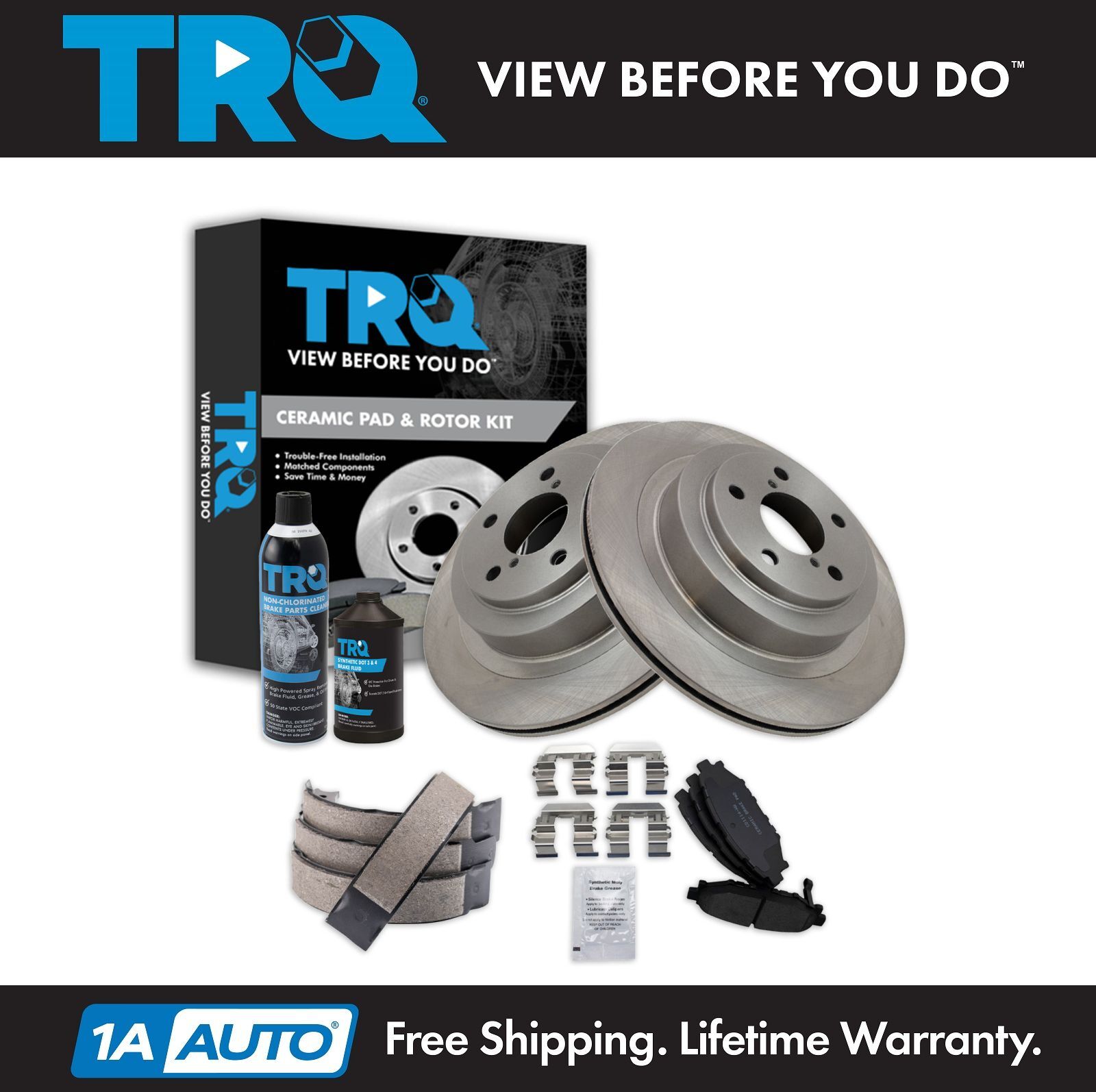 TRQ Rear Ceramic Brake Pad & Rotor Kit Fits 2008-2009 Subaru Legacy