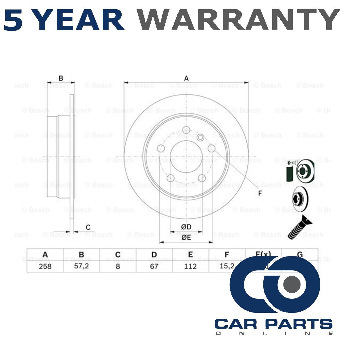 Brake Disc Rear CPO Fits Mercedes A-Class 2004-2012 B-Class 2005-2011