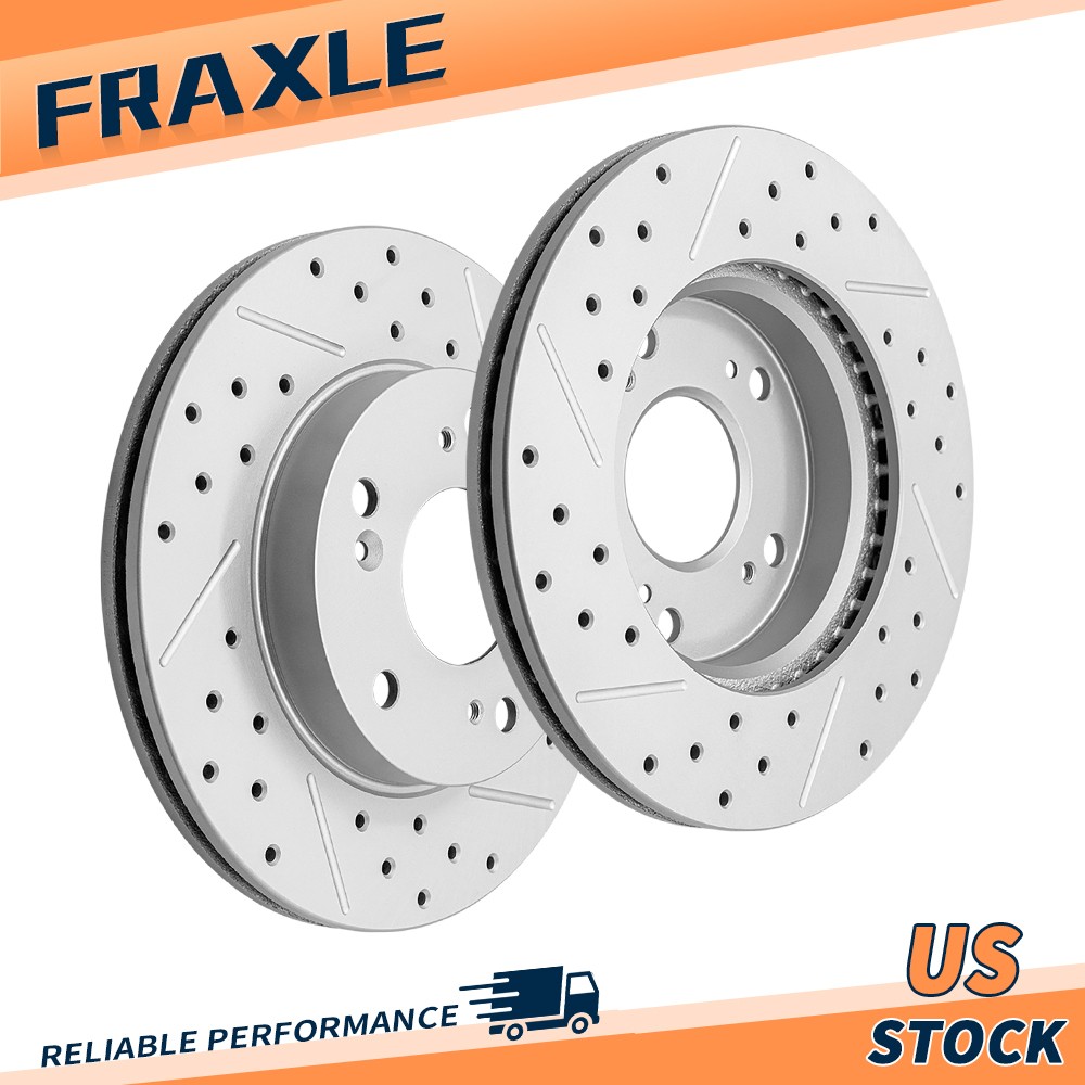 Front Drilled Disc Brake Rotors Set For 2012-2015 Honda Civic, 13-15 Acura Ilx